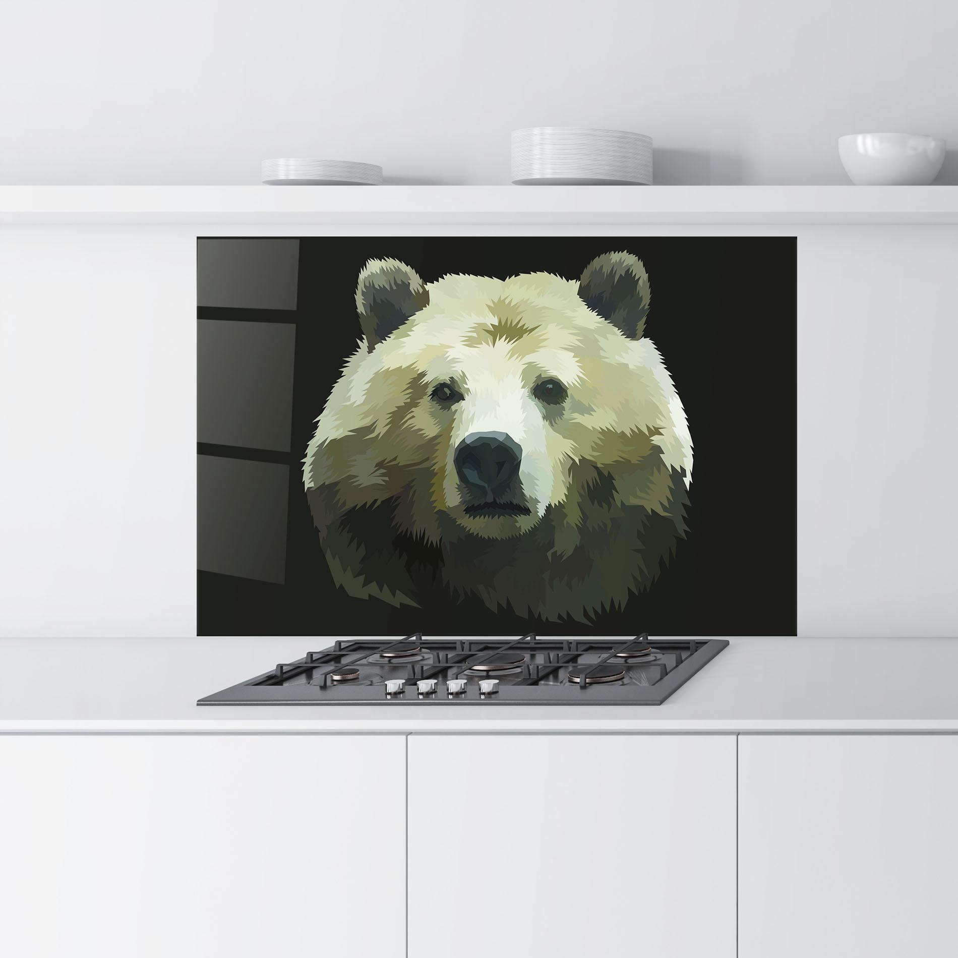 Panou Sticla Bucatarie Brown Bear Head mockup 9