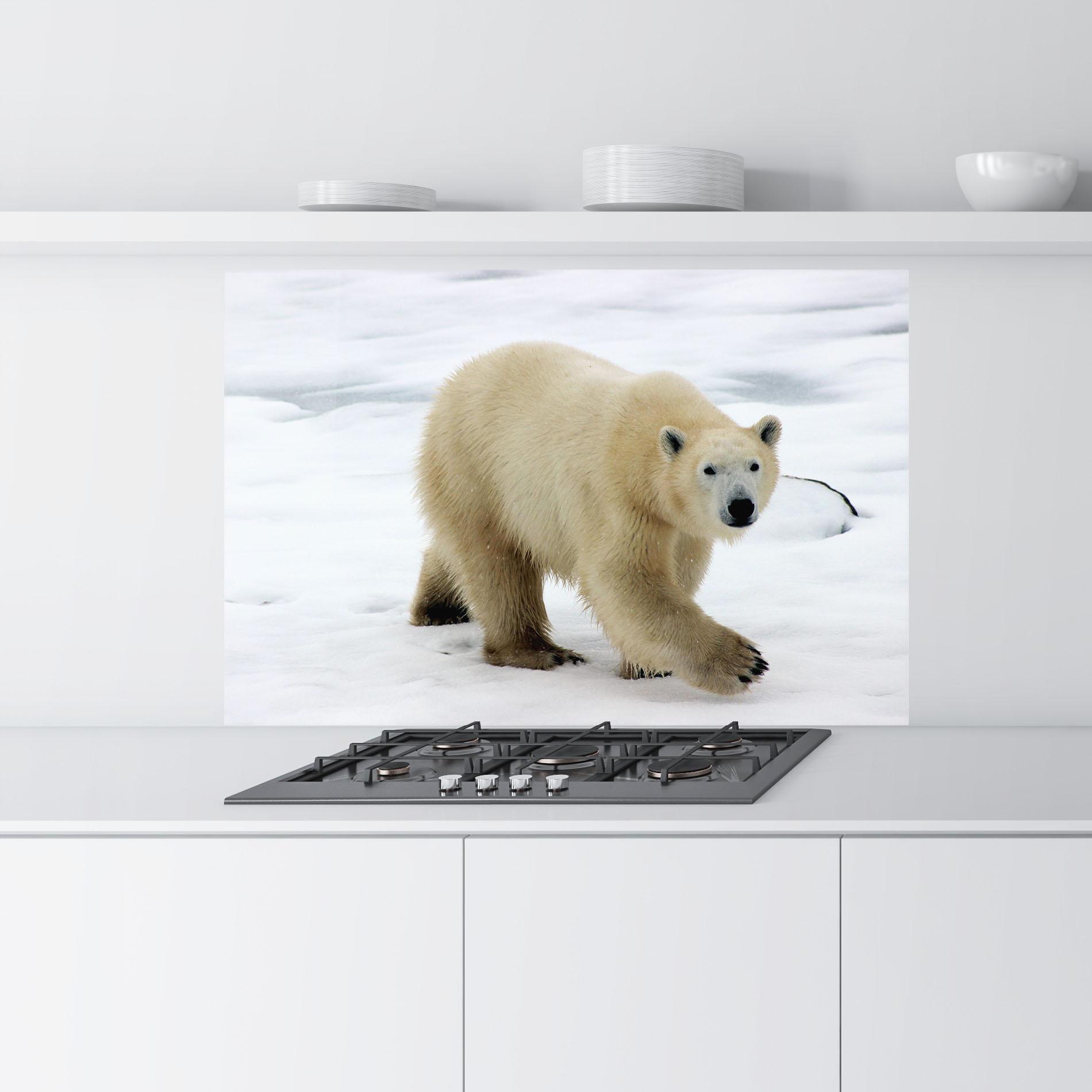Panou Sticla Bucatarie Icebear Walking mockup 9