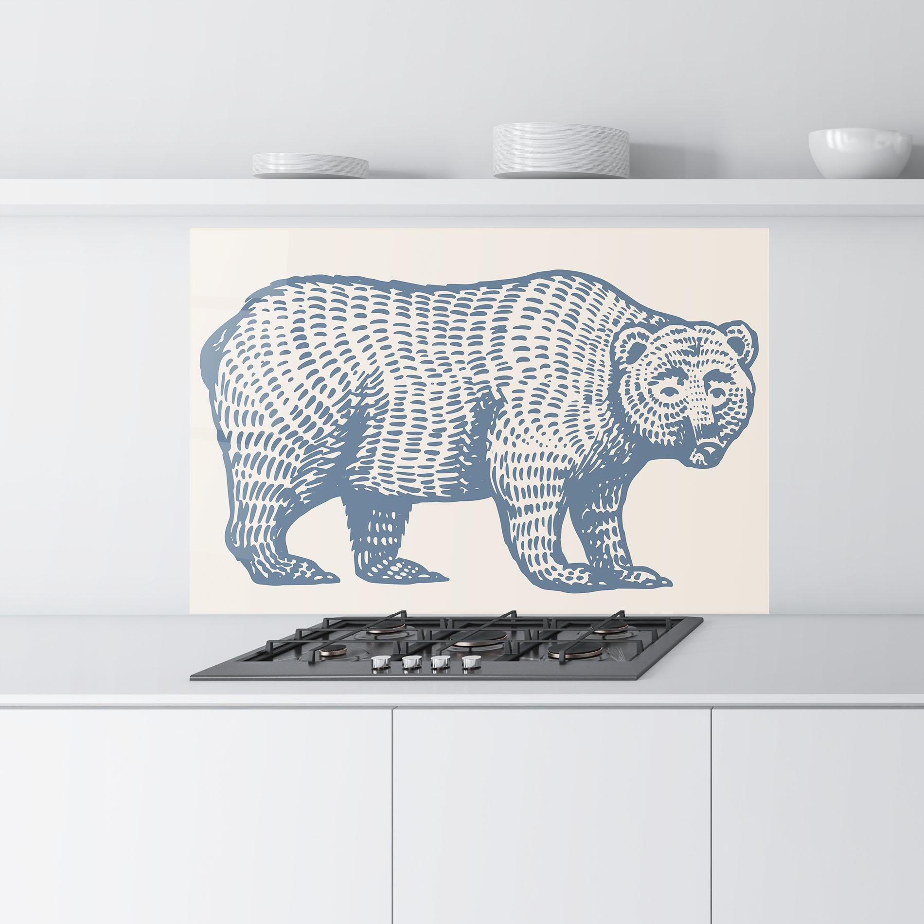 Panou Sticla Bucatarie Minimalist Blue Bear mockup 9