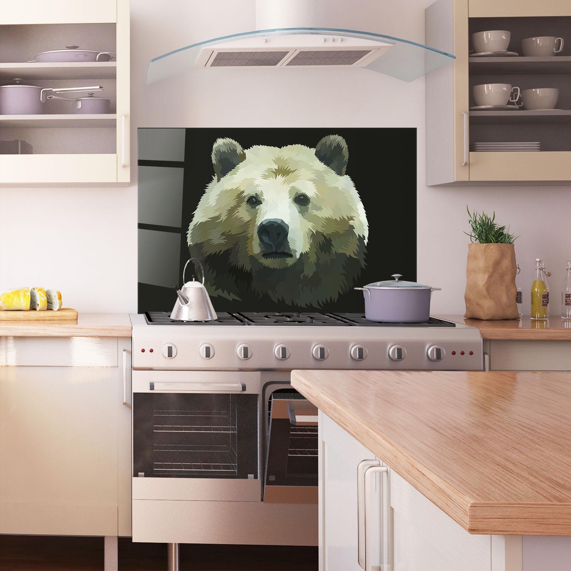 Panou Sticla Bucatarie Brown Bear Head mockup 1