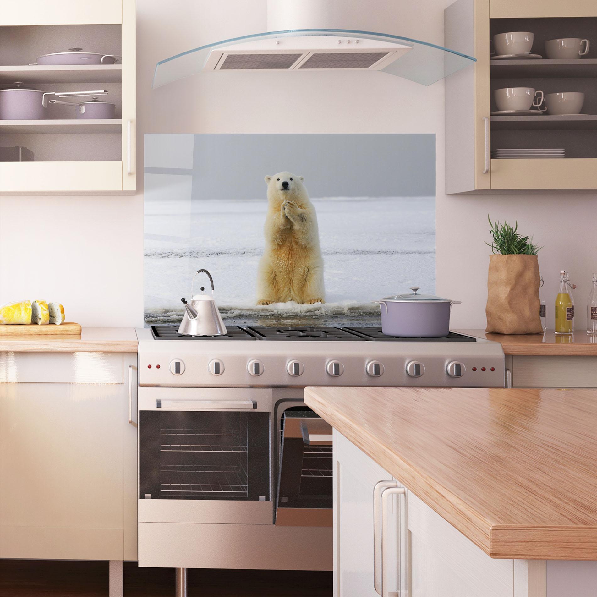 Panou Sticla Bucatarie Icebear Praying mockup 1