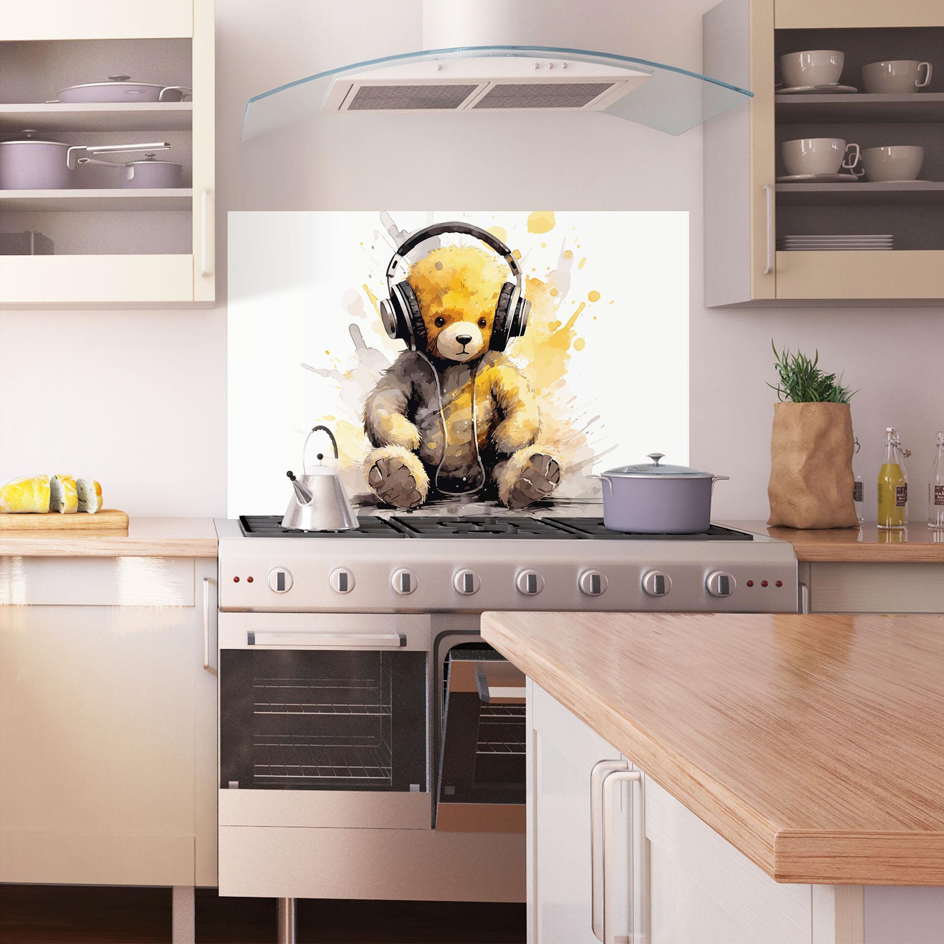 Panou Sticla Bucatarie Music Plush Bear mockup 1