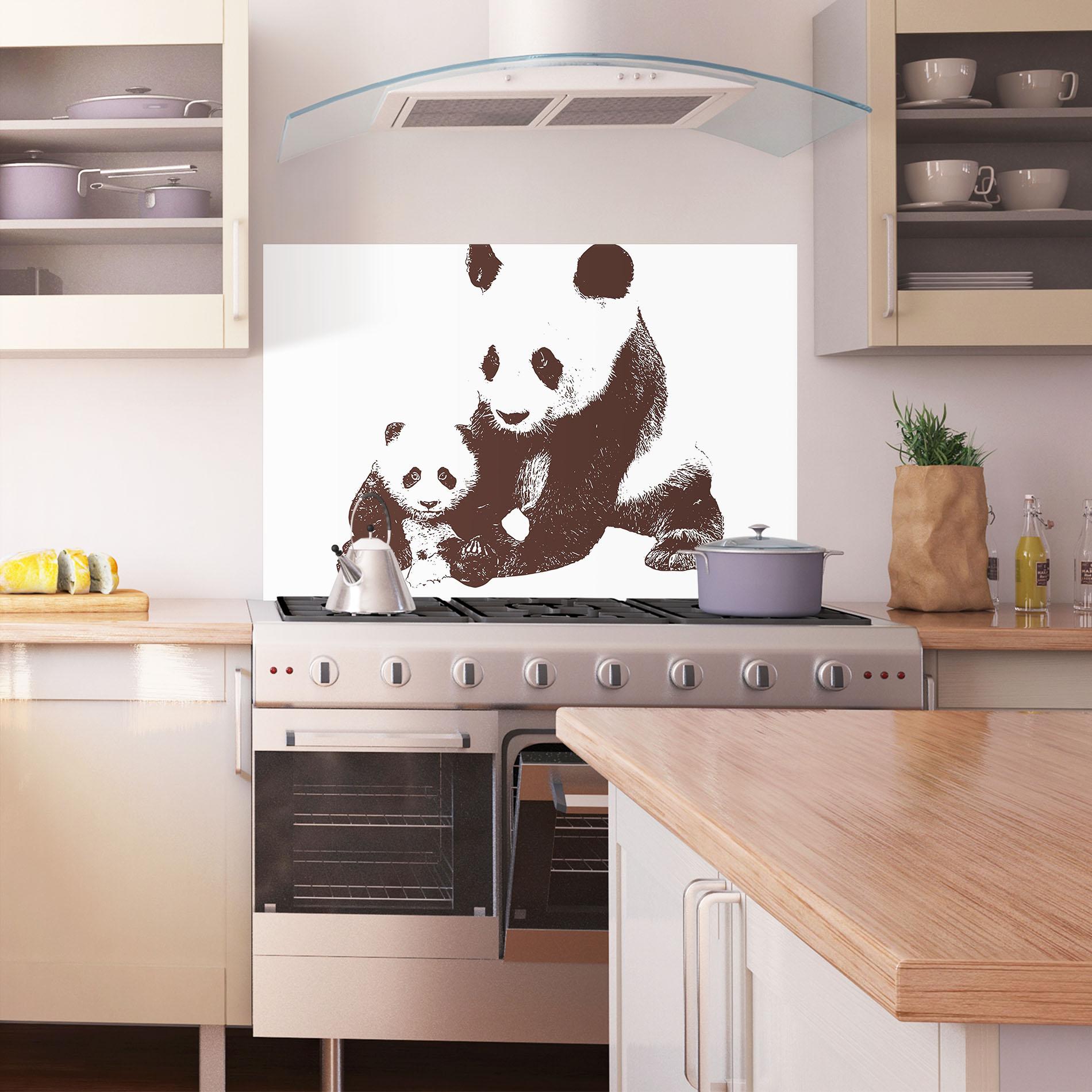 Panou Sticla Bucatarie Panda Art Family mockup 1