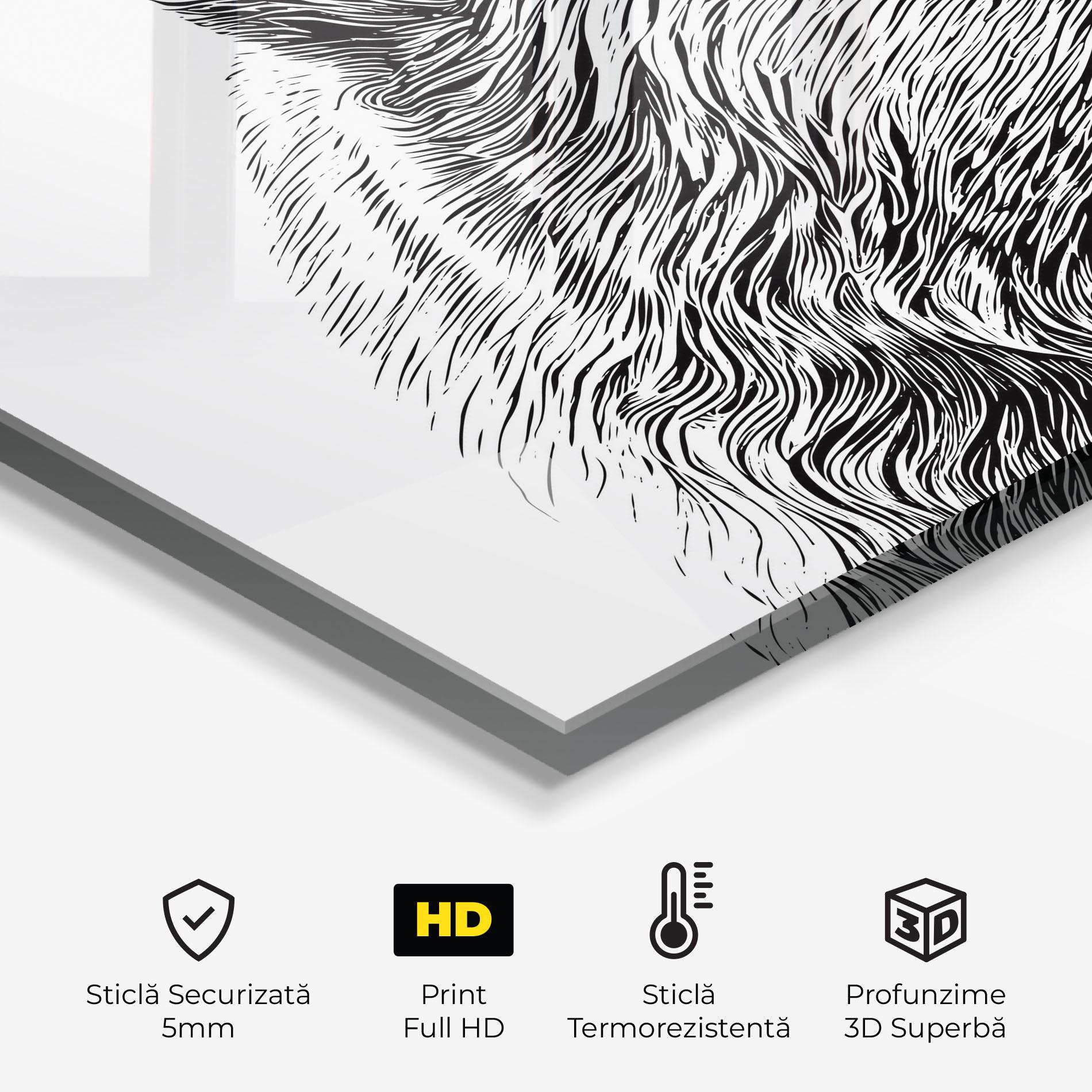 Panou Sticla Bucatarie Bear Portrait Line mockup 2