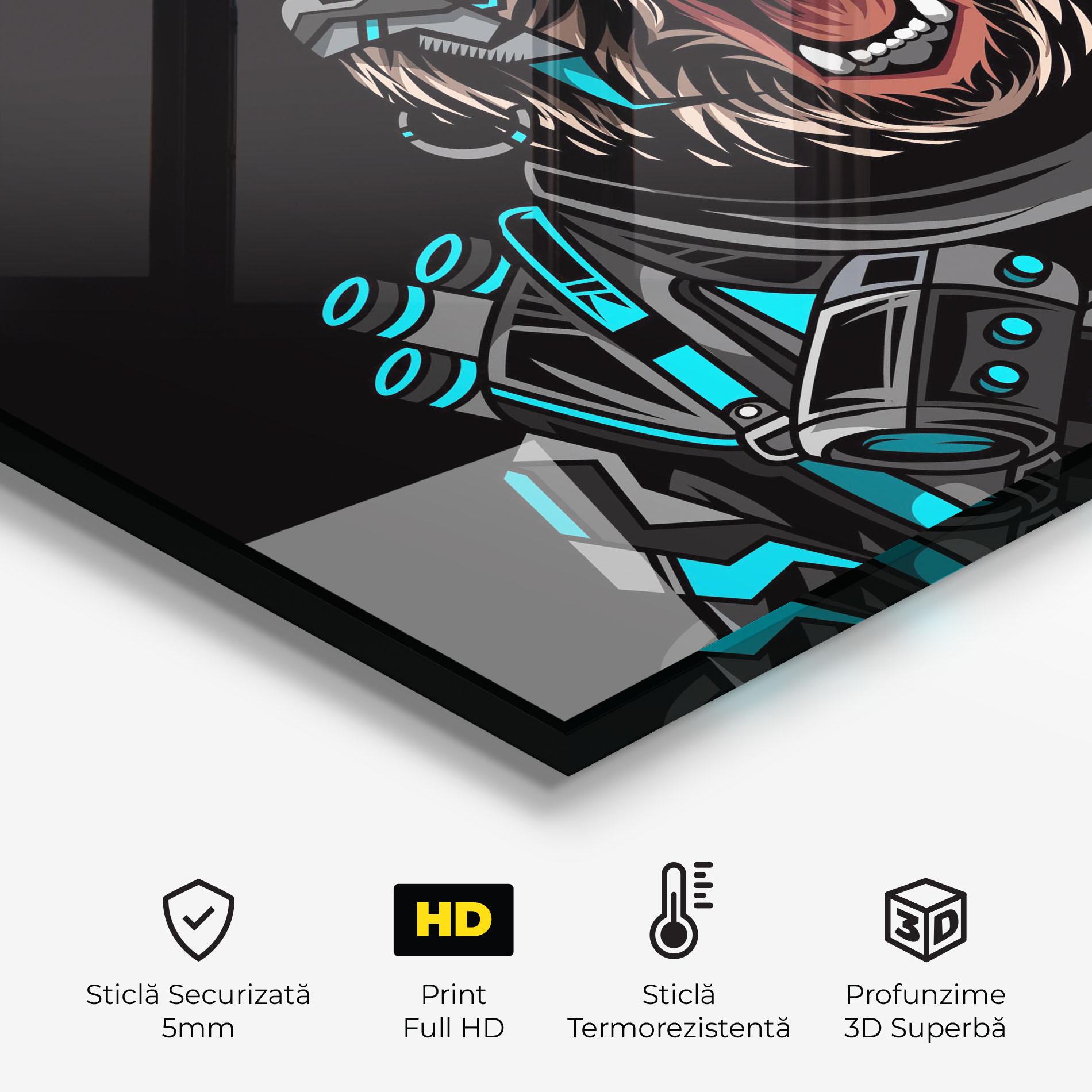 Panou Sticla Bucatarie Black Cyborg Bear mockup 2