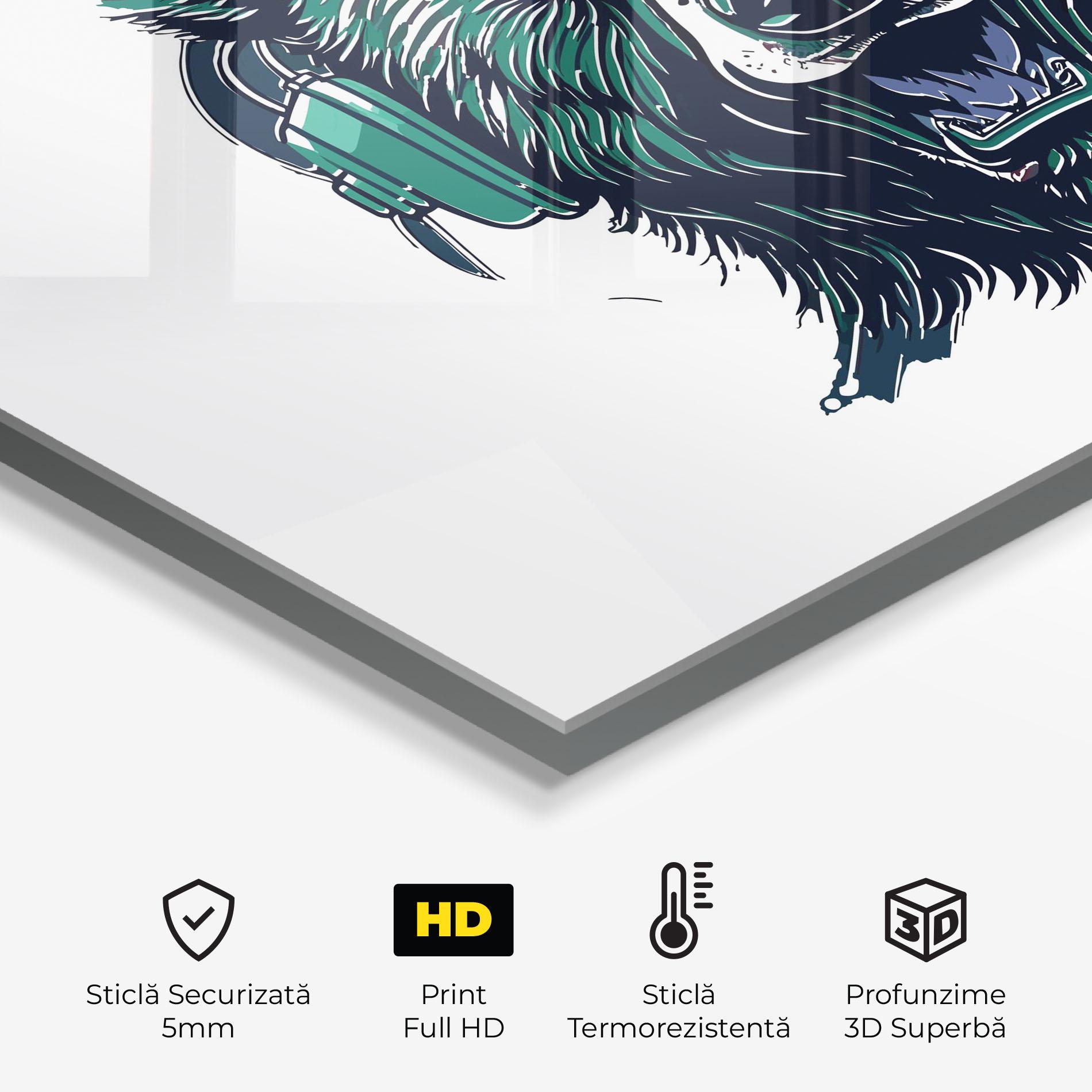 Panou Sticla Bucatarie Green Music Bear mockup 2