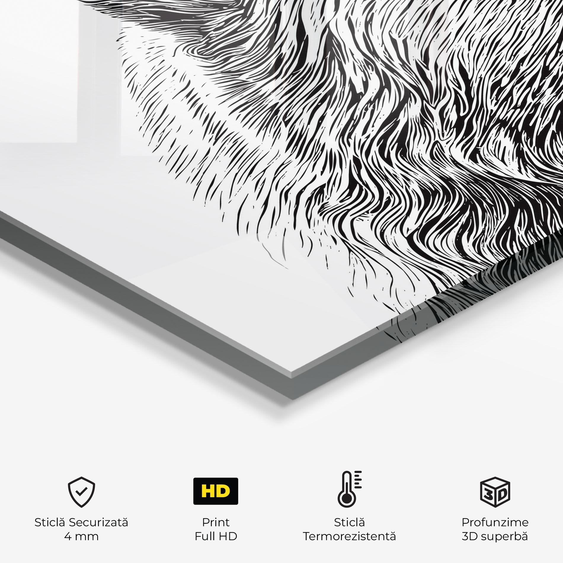 Panou Sticla Bucatarie Bear Portrait Line mockup 2