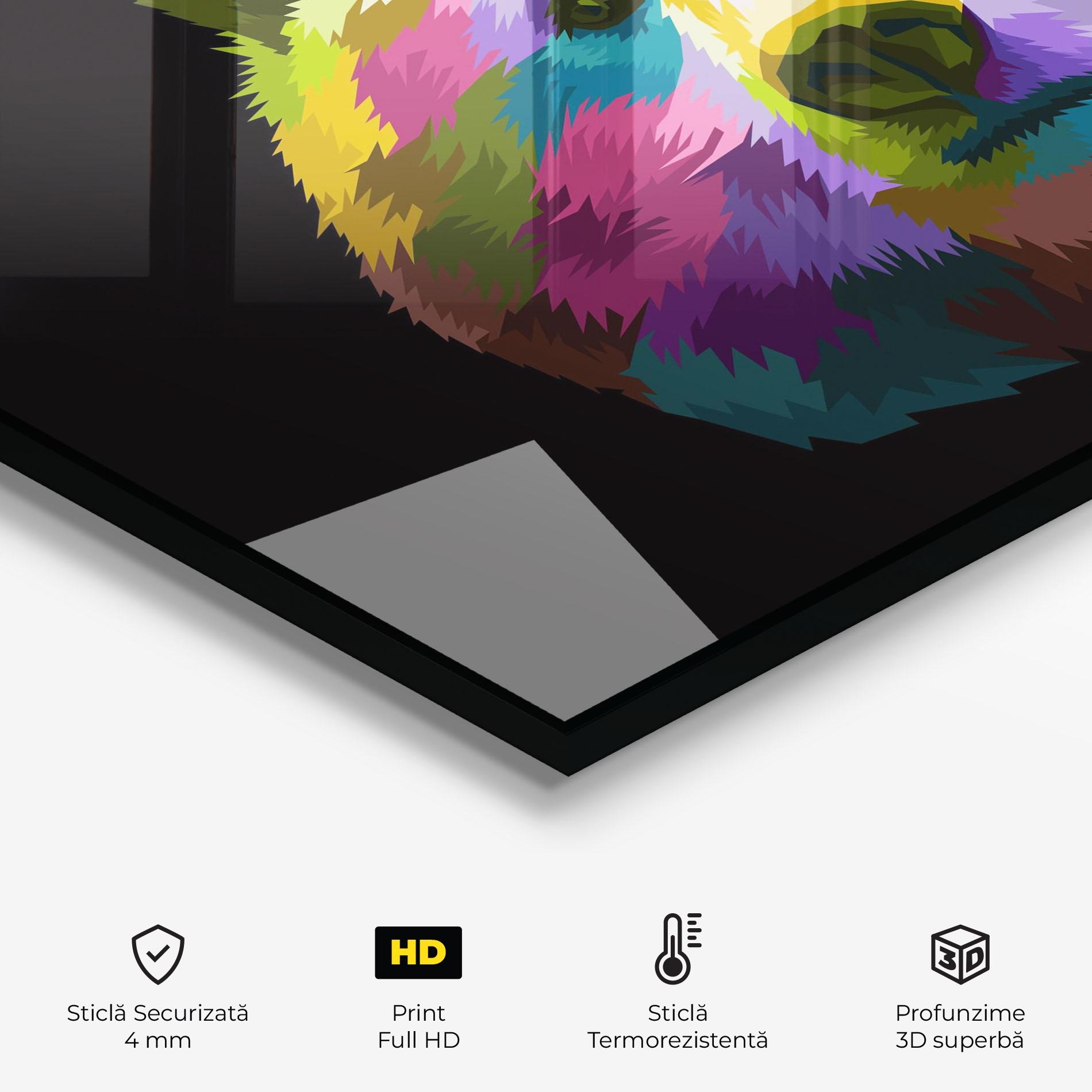 Panou Sticla Bucatarie Colorful Bear Head mockup 2