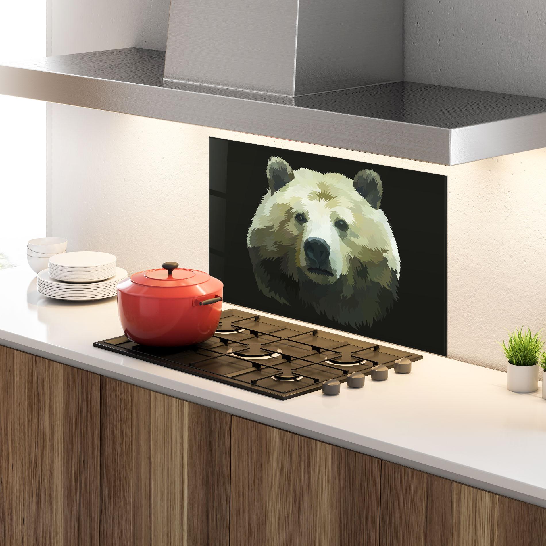 Panou Sticla Bucatarie Brown Bear Head mockup 4