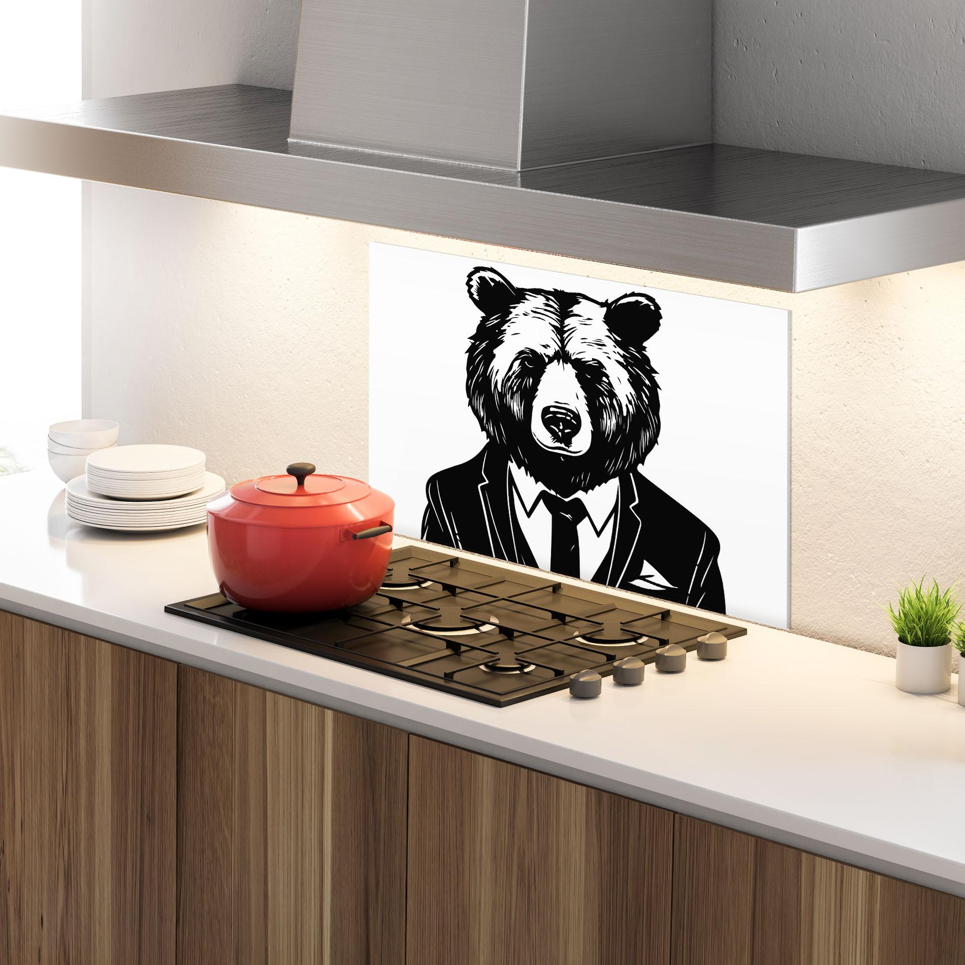 Panou Sticla Bucatarie Business Bear mockup 4