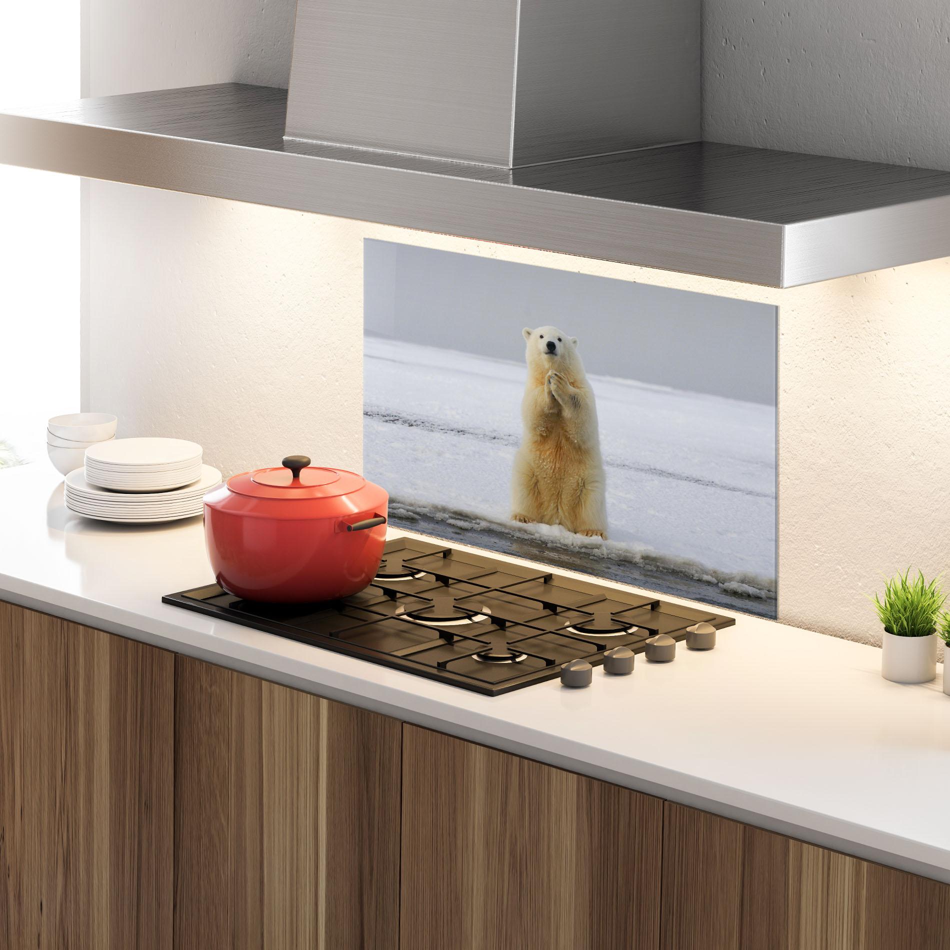 Panou Sticla Bucatarie Icebear Praying mockup 4