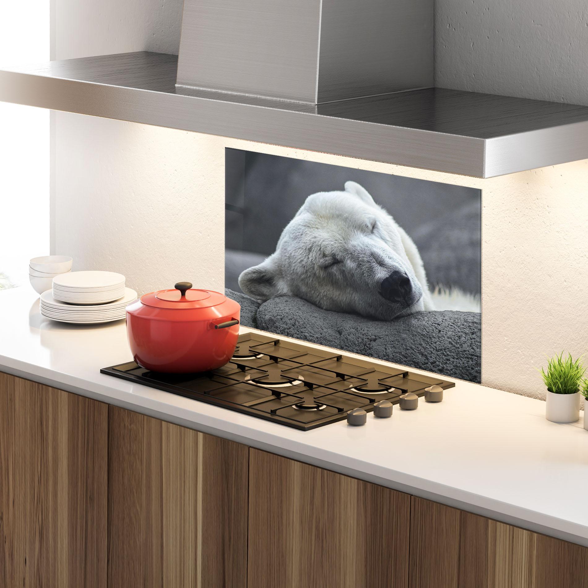 Panou Sticla Bucatarie Icebear Sleeping mockup 4