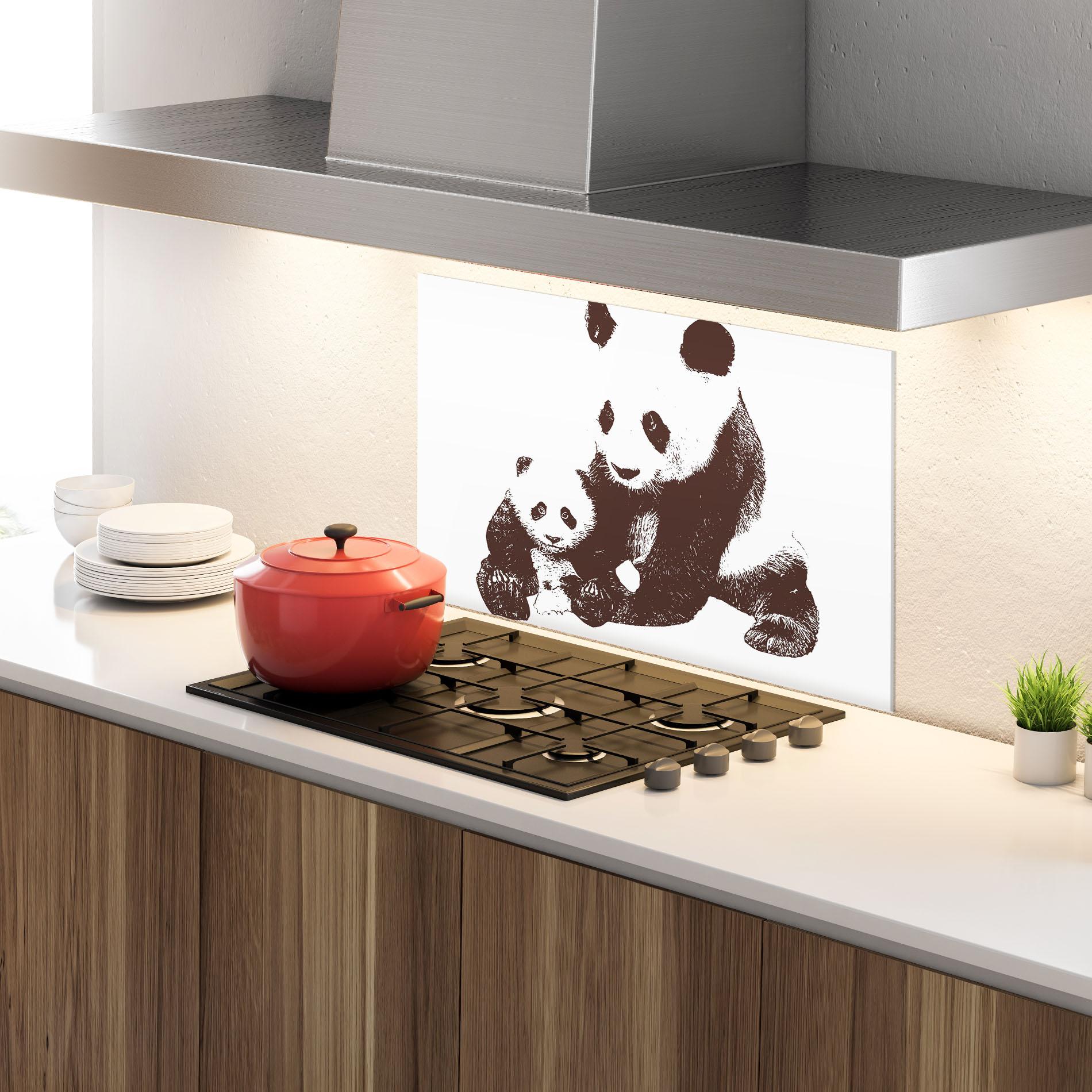 Panou Sticla Bucatarie Panda Art Family mockup 4