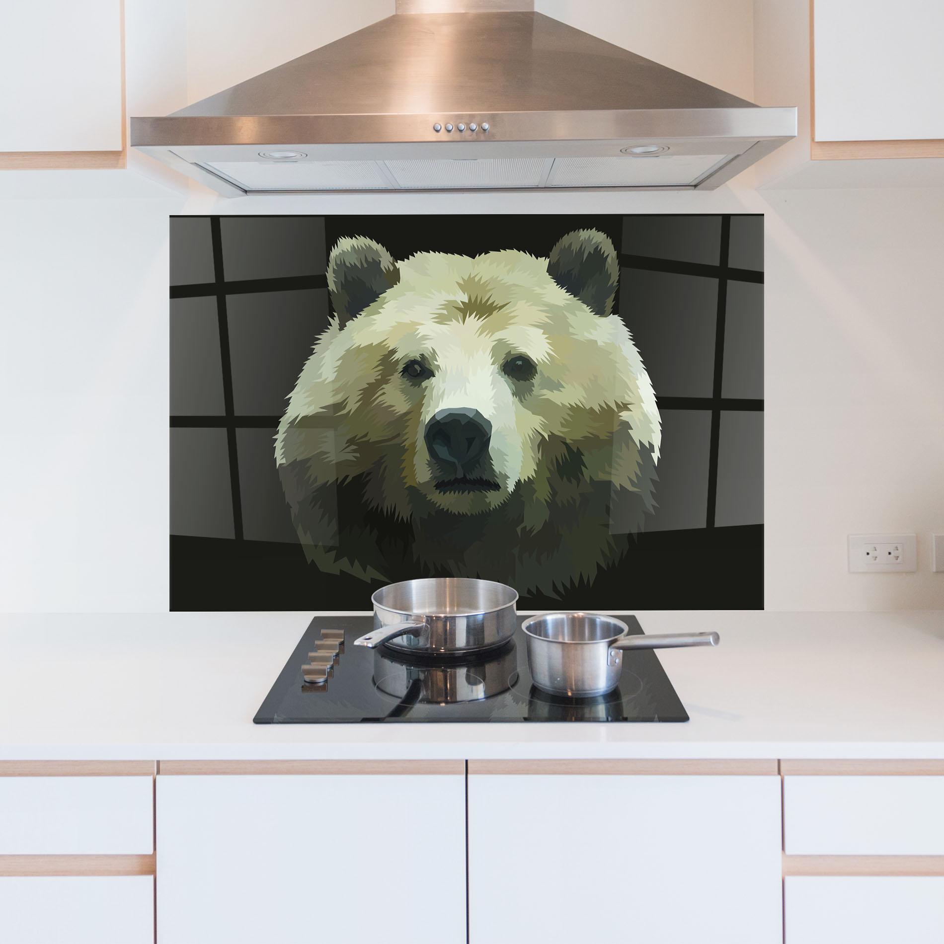 Panou Sticla Bucatarie Brown Bear Head mockup 5