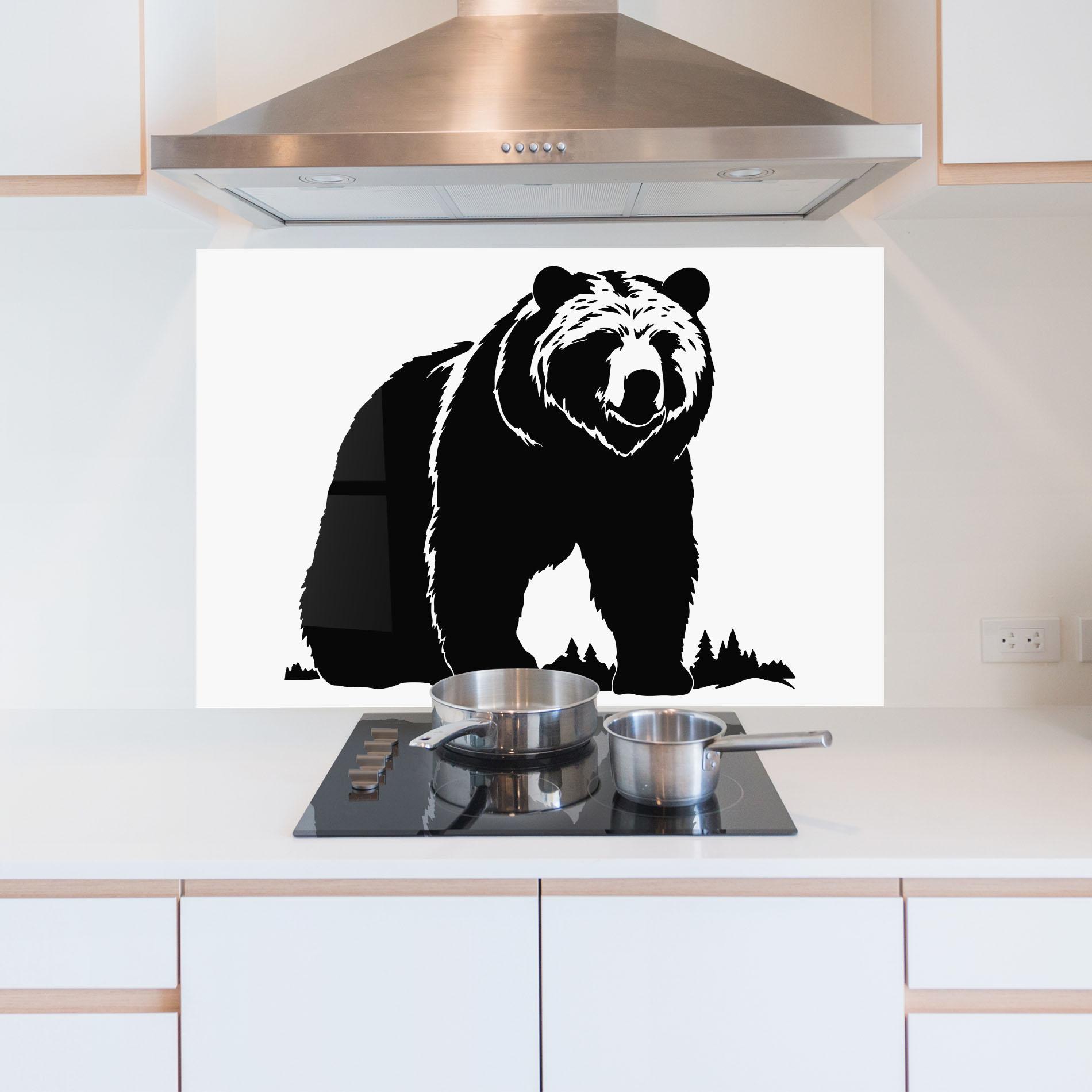Panou Sticla Bucatarie Forest Bear Shape mockup 5