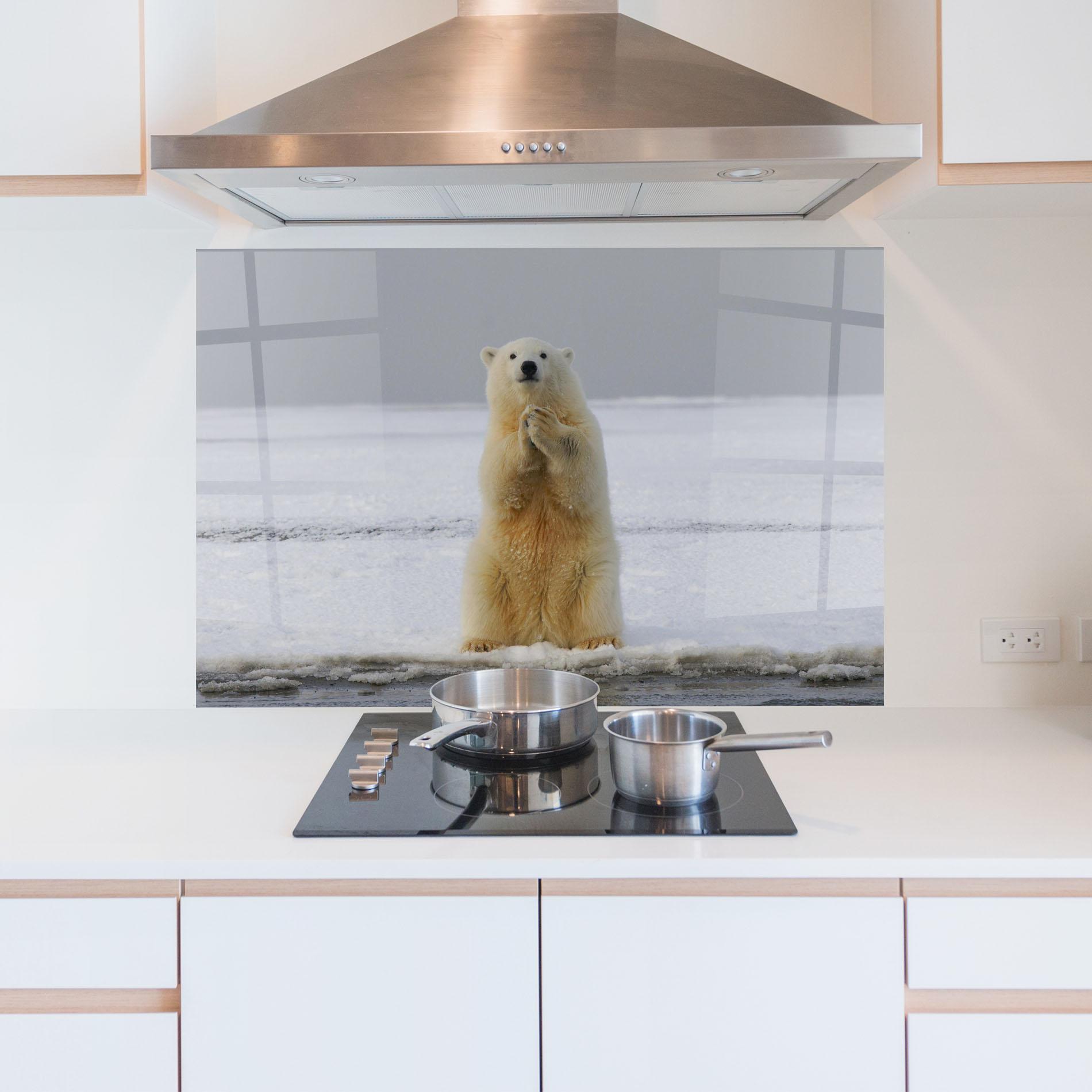 Panou Sticla Bucatarie Icebear Praying mockup 5