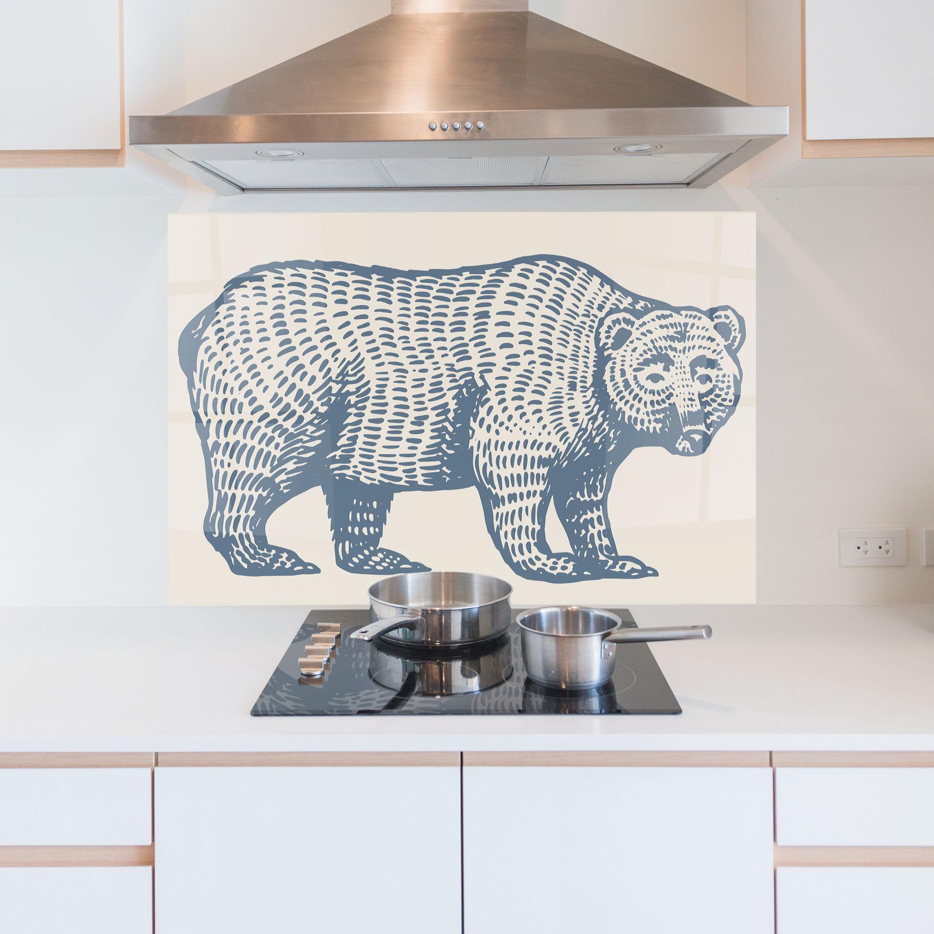 Panou Sticla Bucatarie Minimalist Blue Bear mockup 5