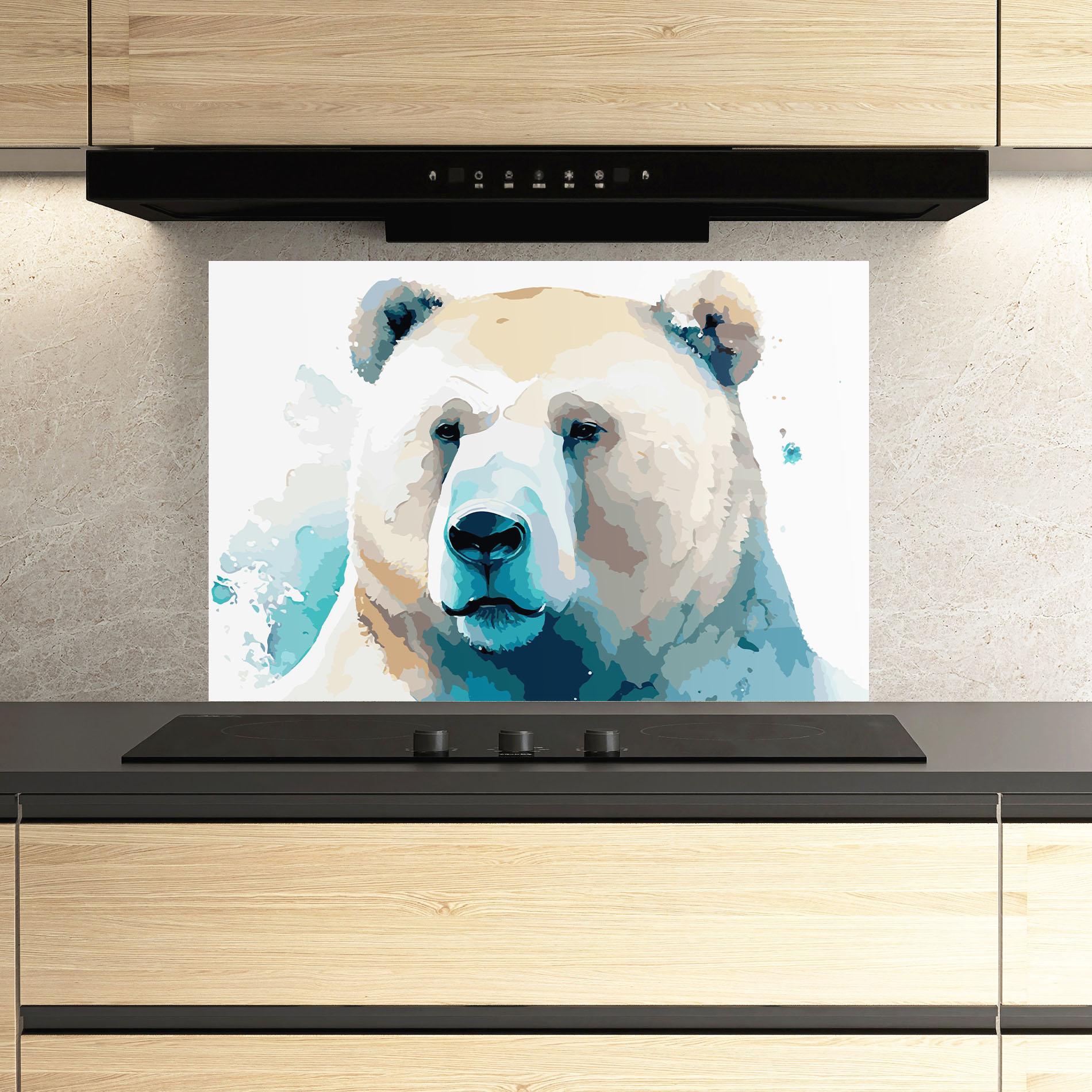 Panou Sticla Bucatarie Big Watercolor Bear mockup 3