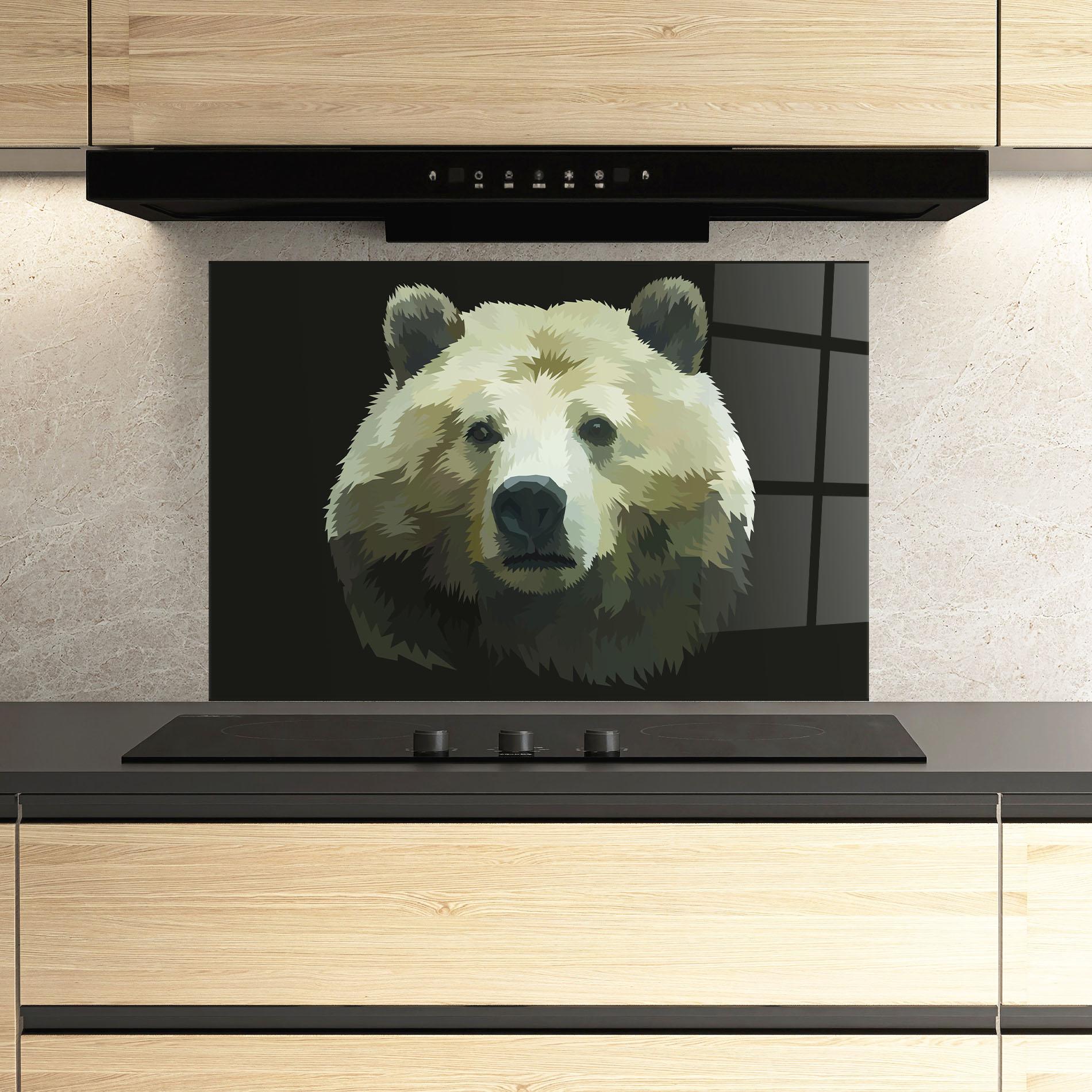 Panou Sticla Bucatarie Brown Bear Head mockup 3