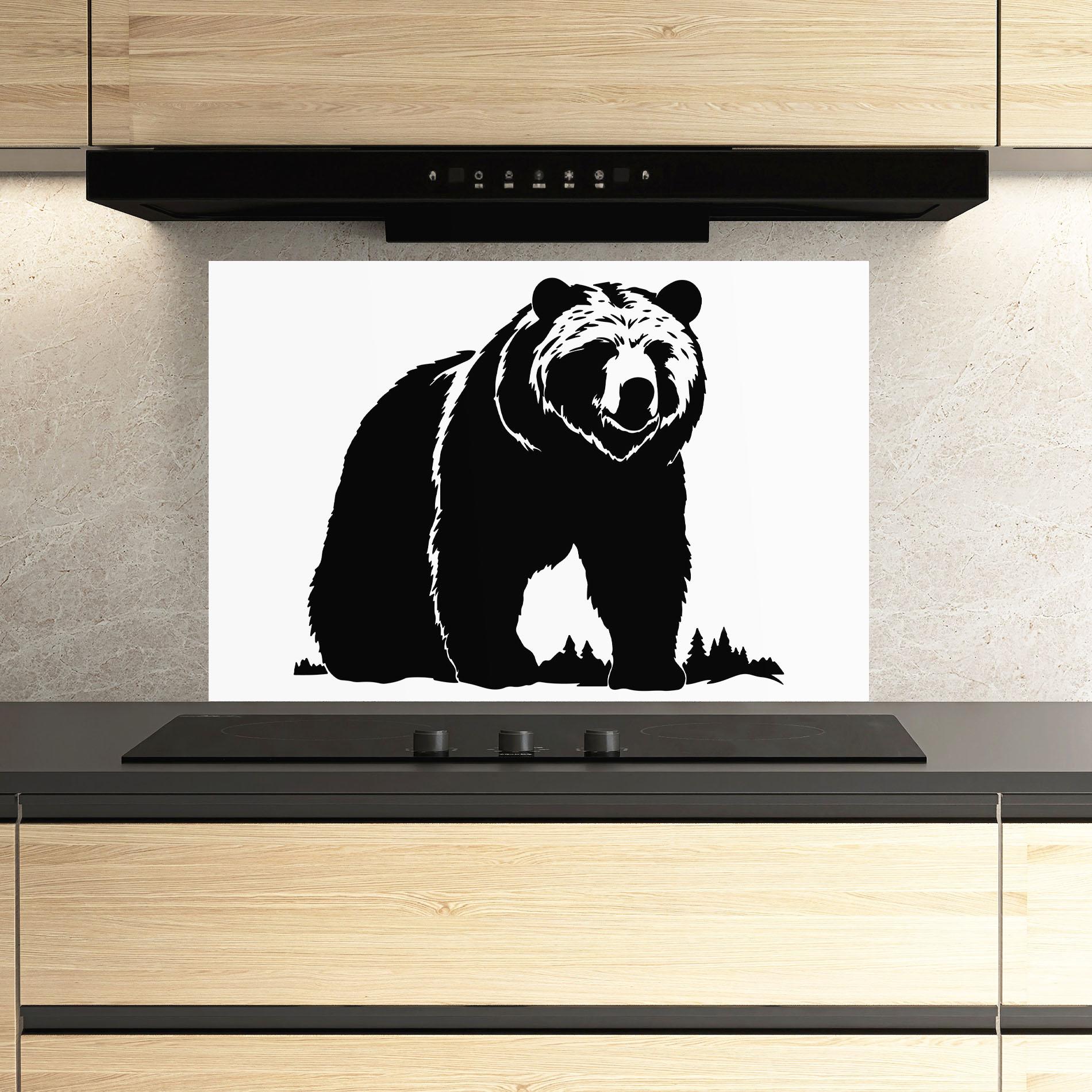 Panou Sticla Bucatarie Forest Bear Shape mockup 3