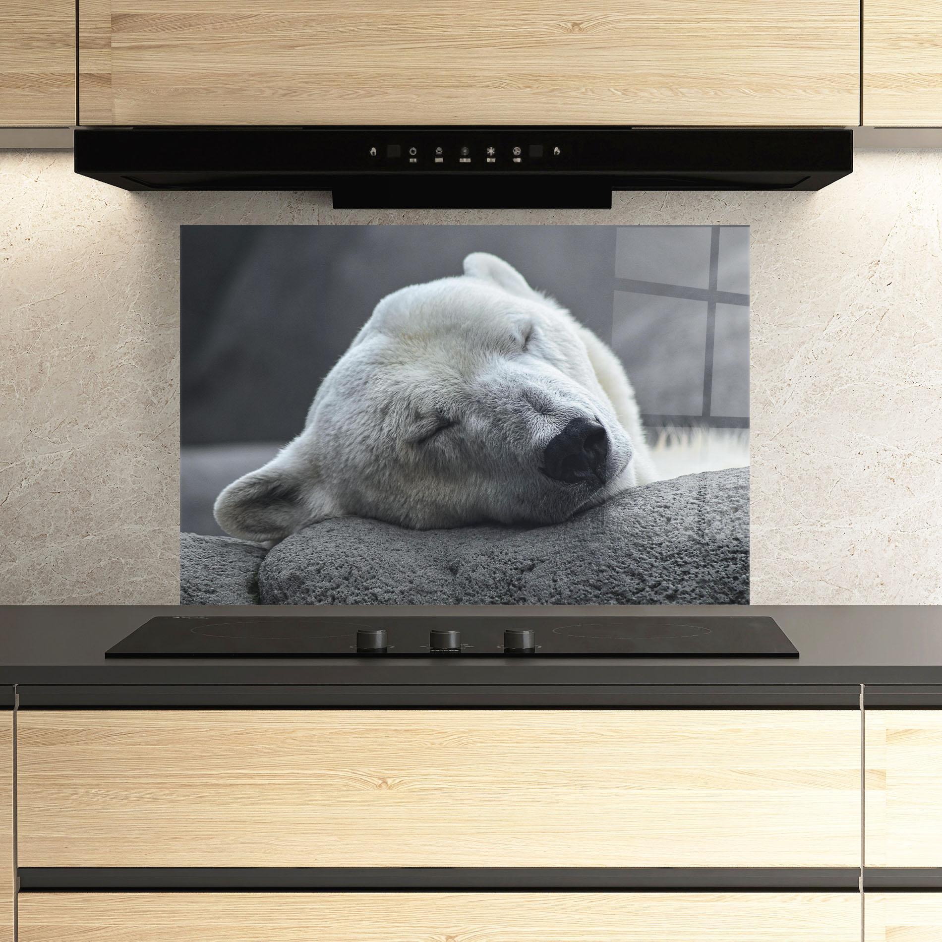 Panou Sticla Bucatarie Icebear Sleeping mockup 3