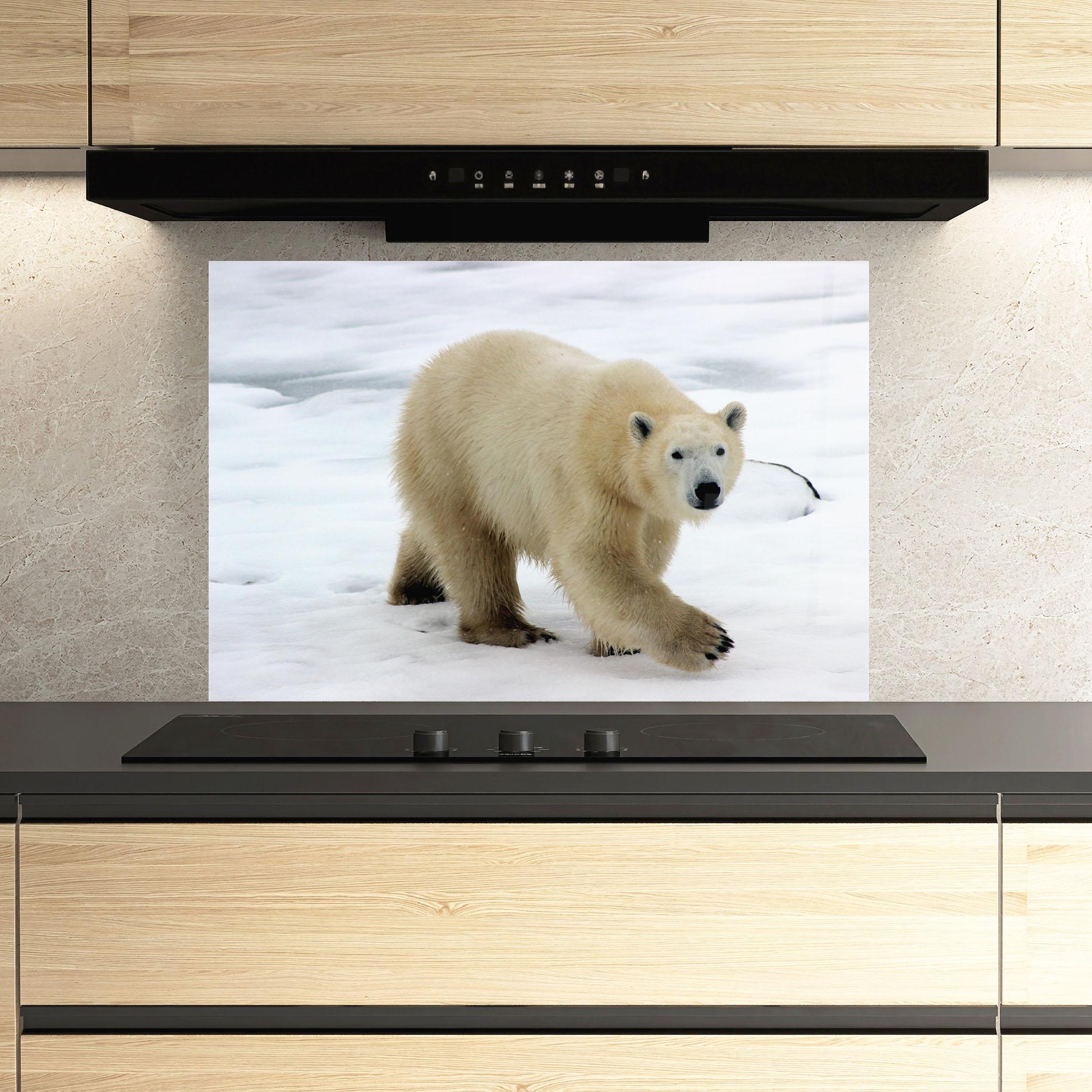 Panou Sticla Bucatarie Icebear Walking mockup 3