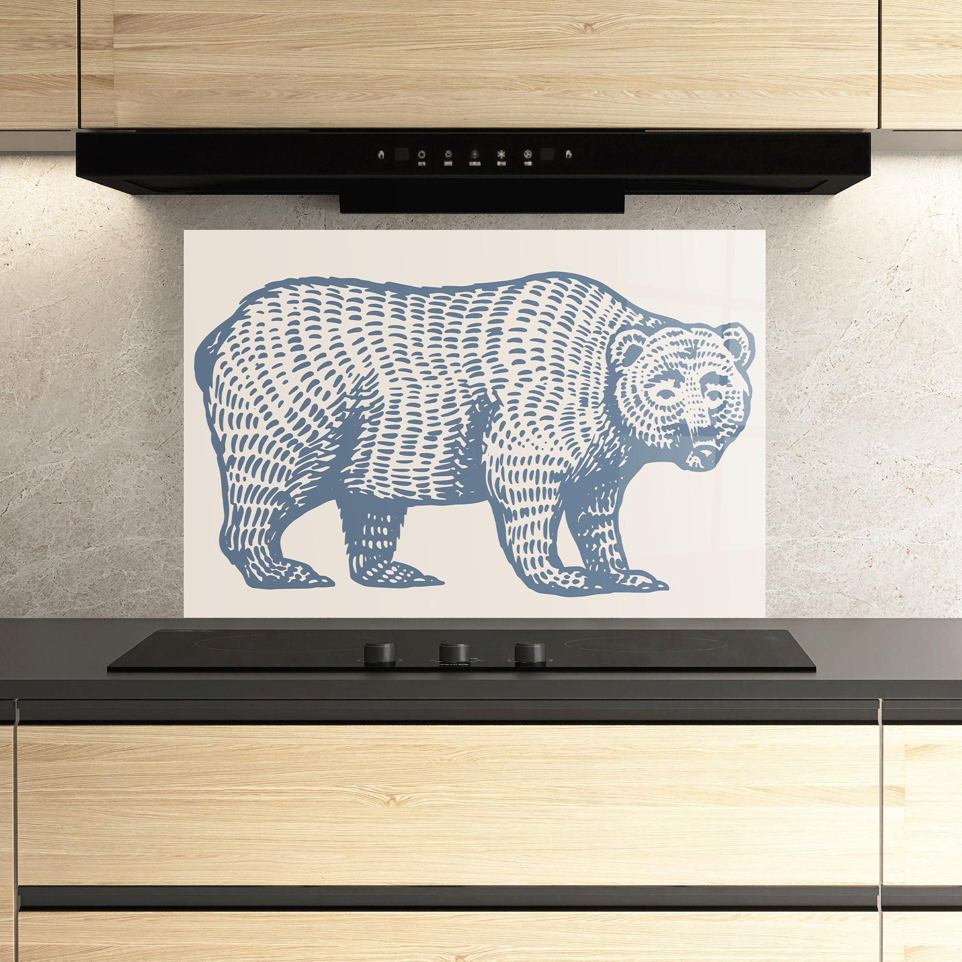 Panou Sticla Bucatarie Minimalist Blue Bear mockup 3
