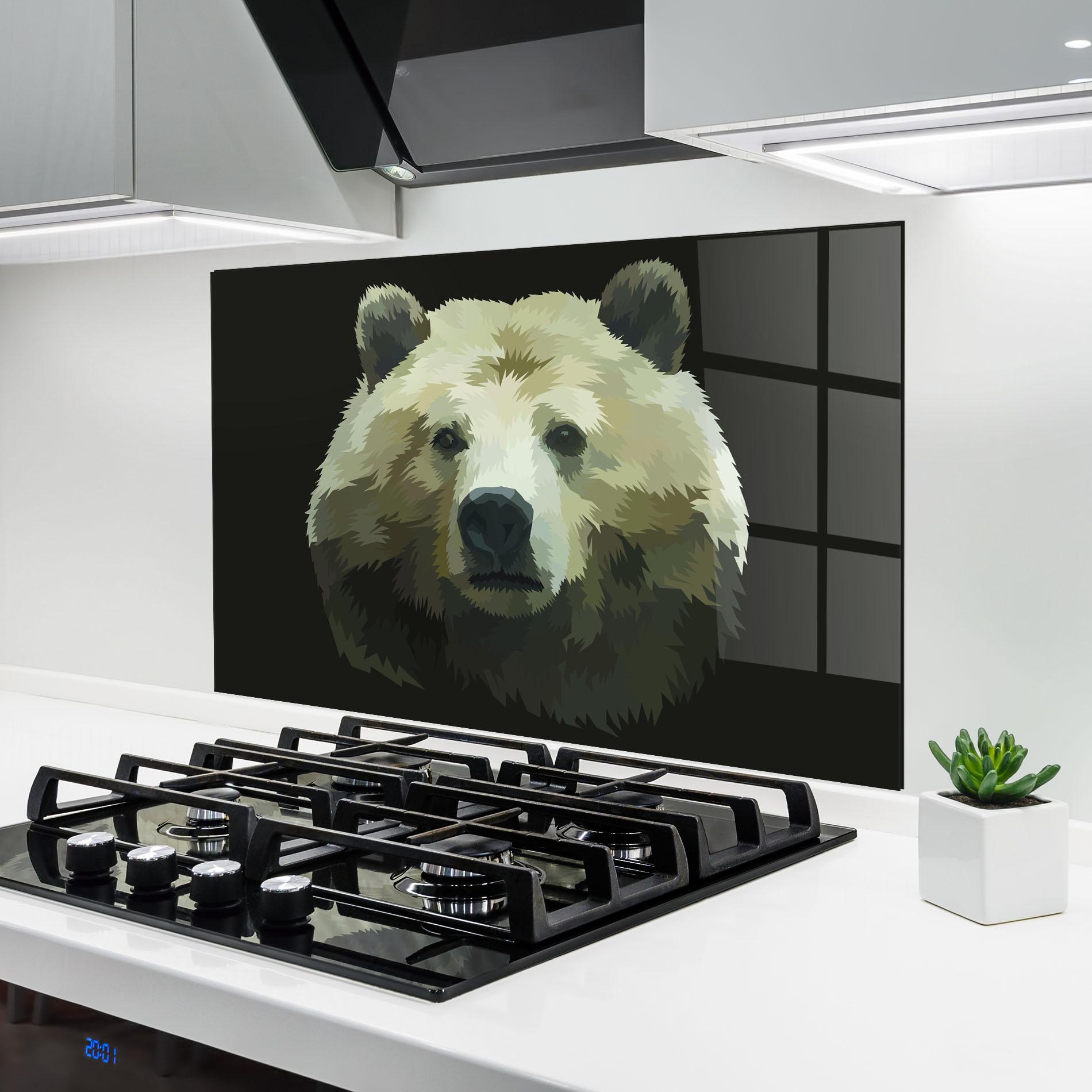 Panou Sticla Bucatarie Brown Bear Head mockup 6