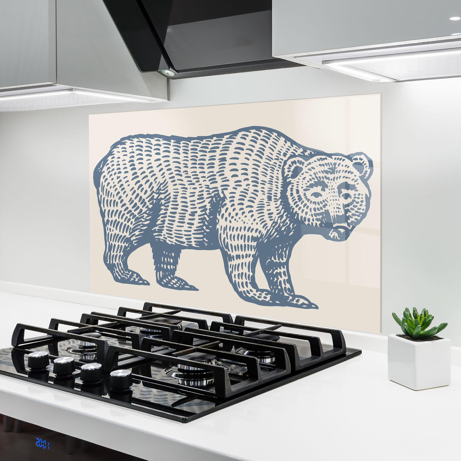 Panou Sticla Bucatarie Minimalist Blue Bear mockup 6