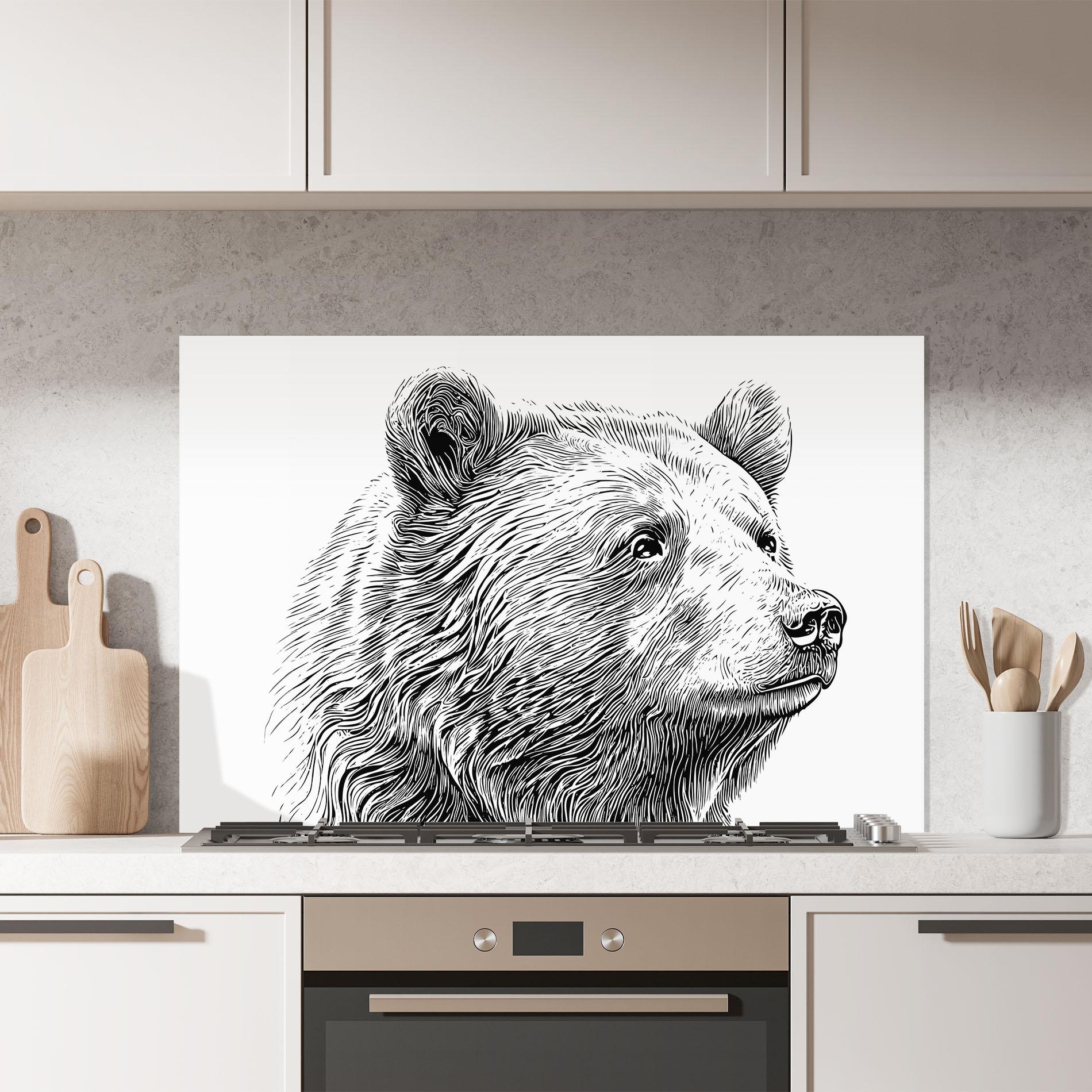 Panou Sticla Bucatarie Bear Portrait Line mockup 7