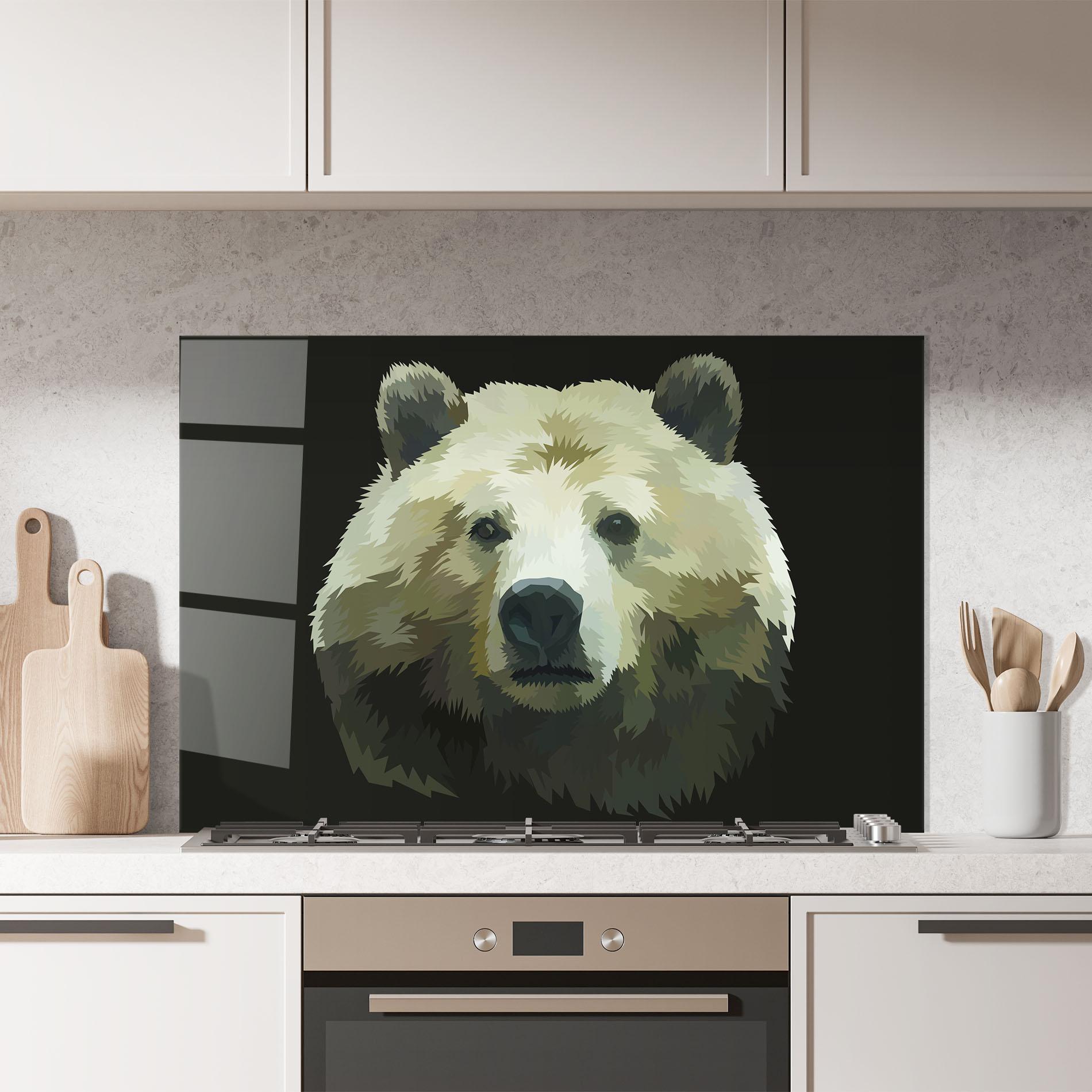 Panou Sticla Bucatarie Brown Bear Head mockup 7