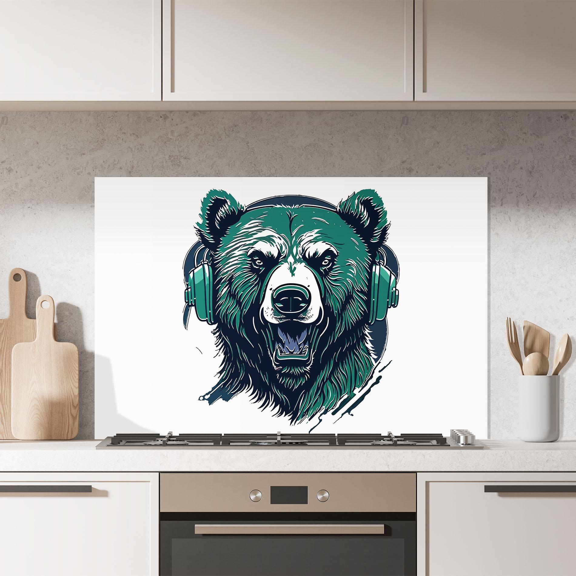 Panou Sticla Bucatarie Green Music Bear mockup 7
