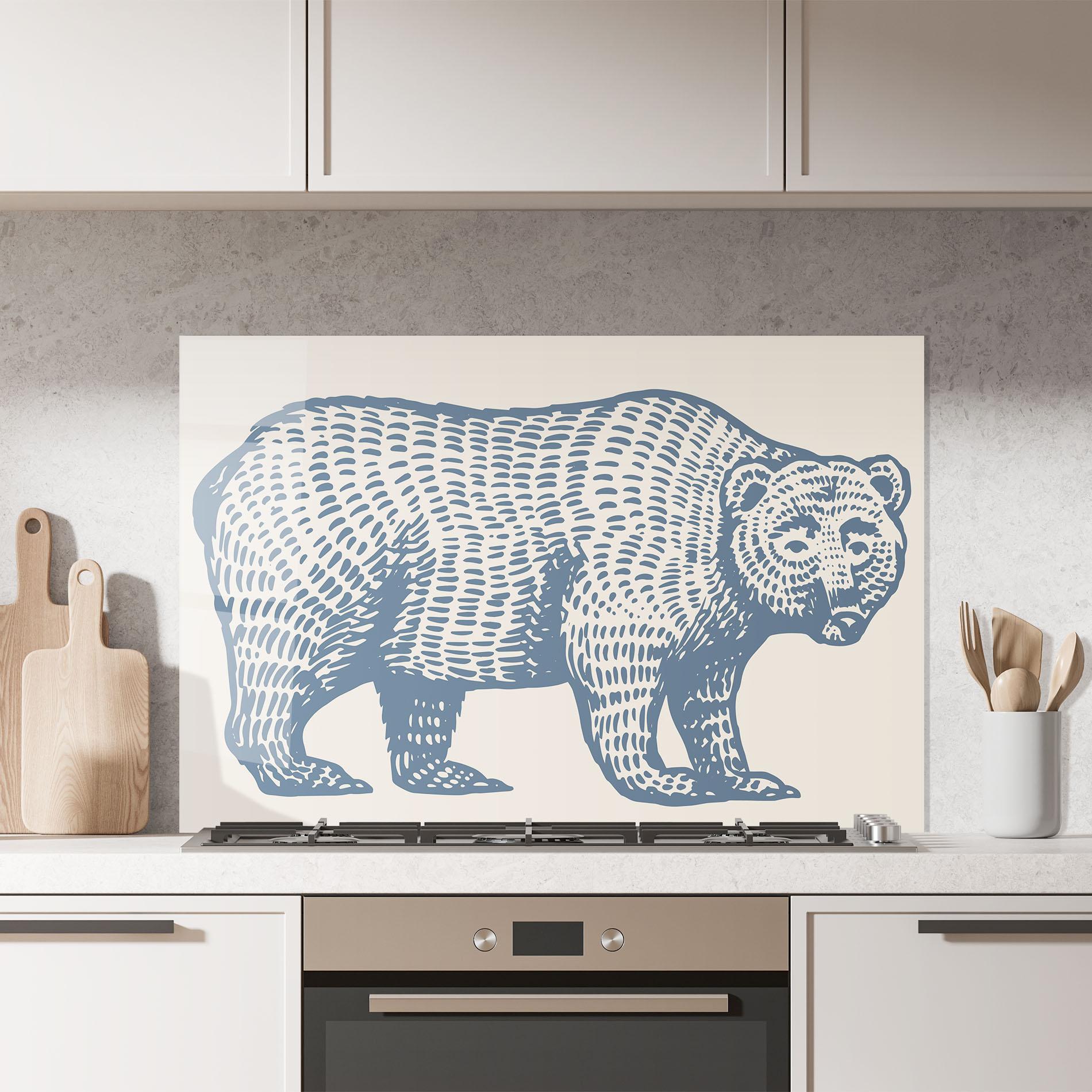 Panou Sticla Bucatarie Minimalist Blue Bear mockup 7