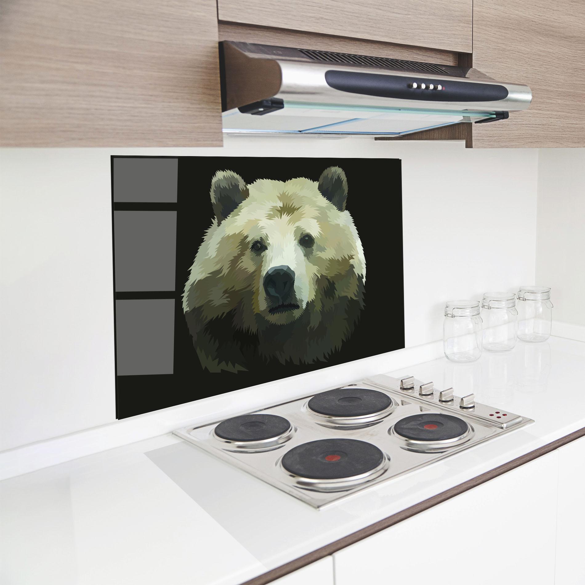 Panou Sticla Bucatarie Brown Bear Head mockup 8
