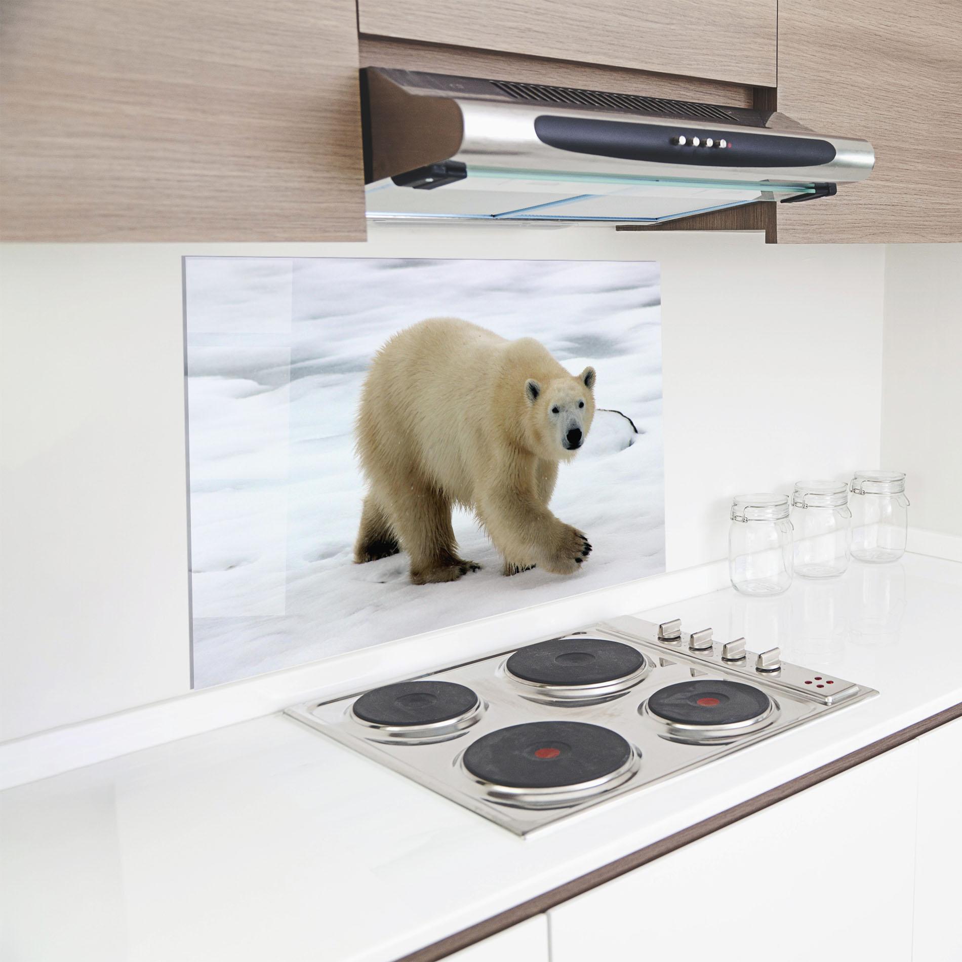 Panou Sticla Bucatarie Icebear Walking mockup 8