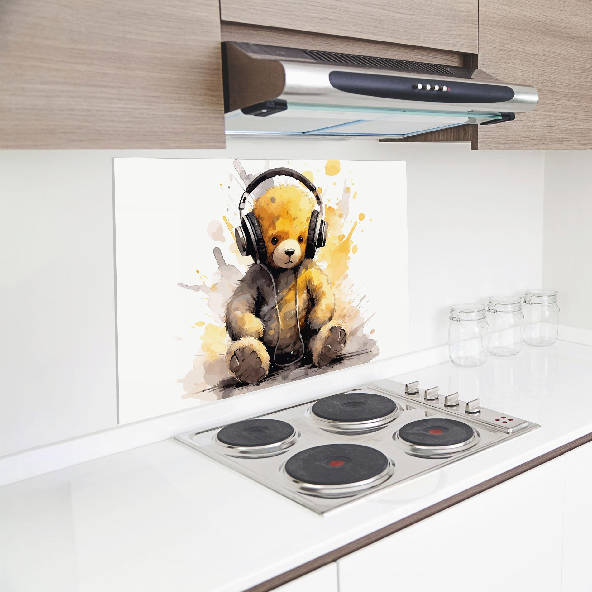 Panou Sticla Bucatarie Music Plush Bear mockup 8