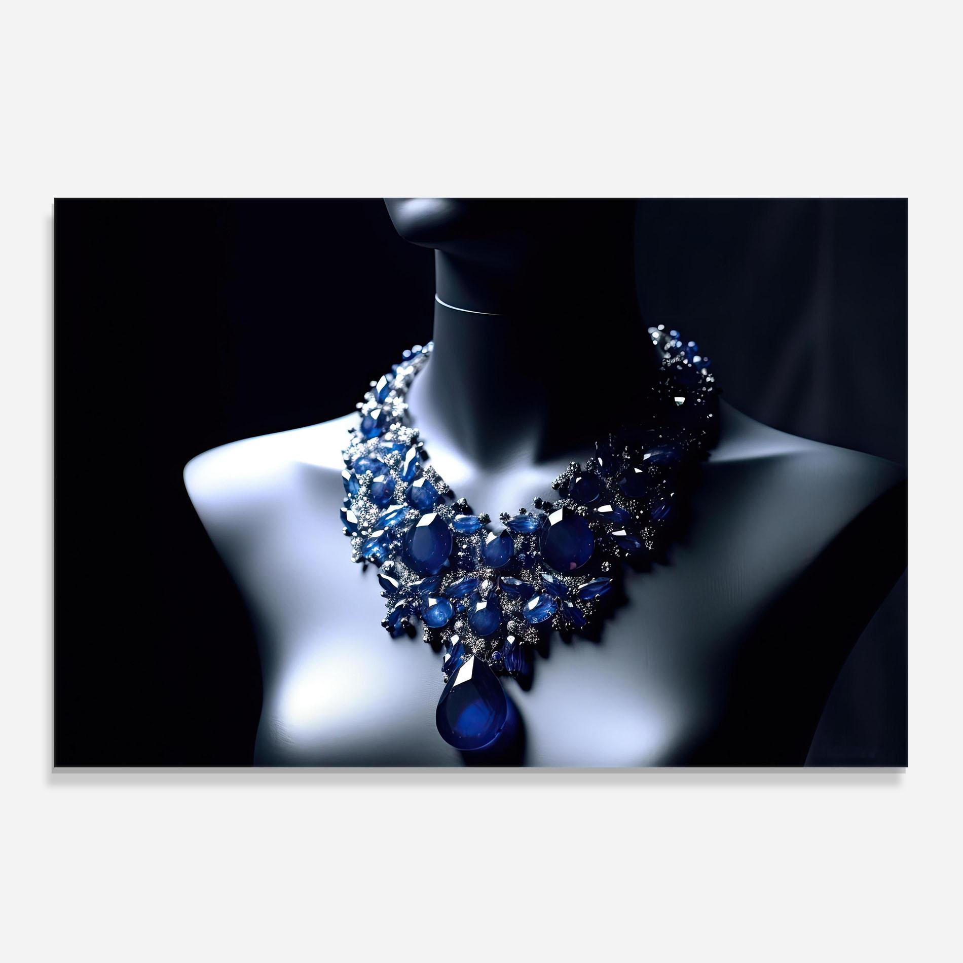 Panou Sticla Bucatarie Blue Diamonds Necklace mockup 0