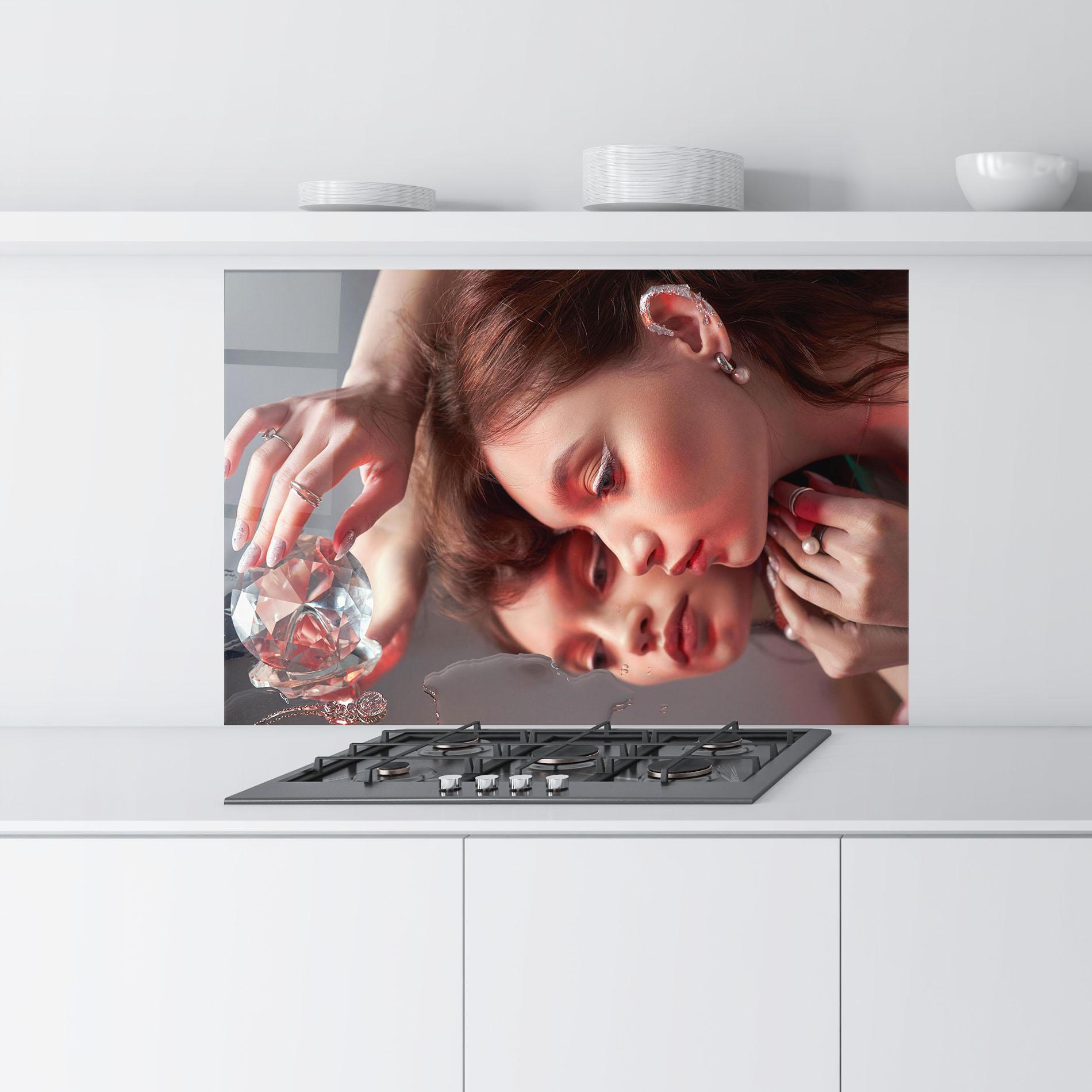 Panou Sticla Bucatarie Big Diamond Hand mockup 9