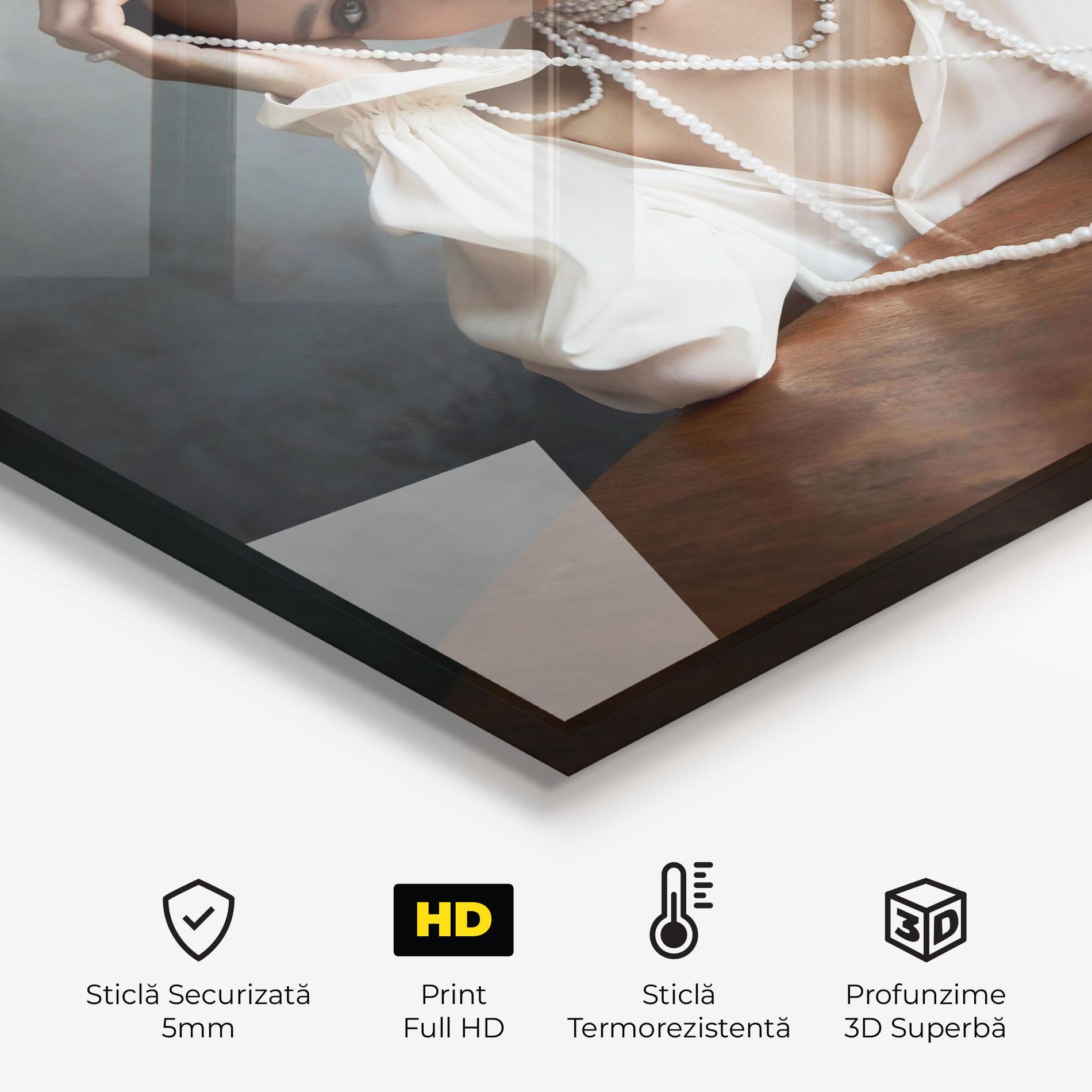 Panou Sticla Bucatarie White Pearl Beads mockup 2