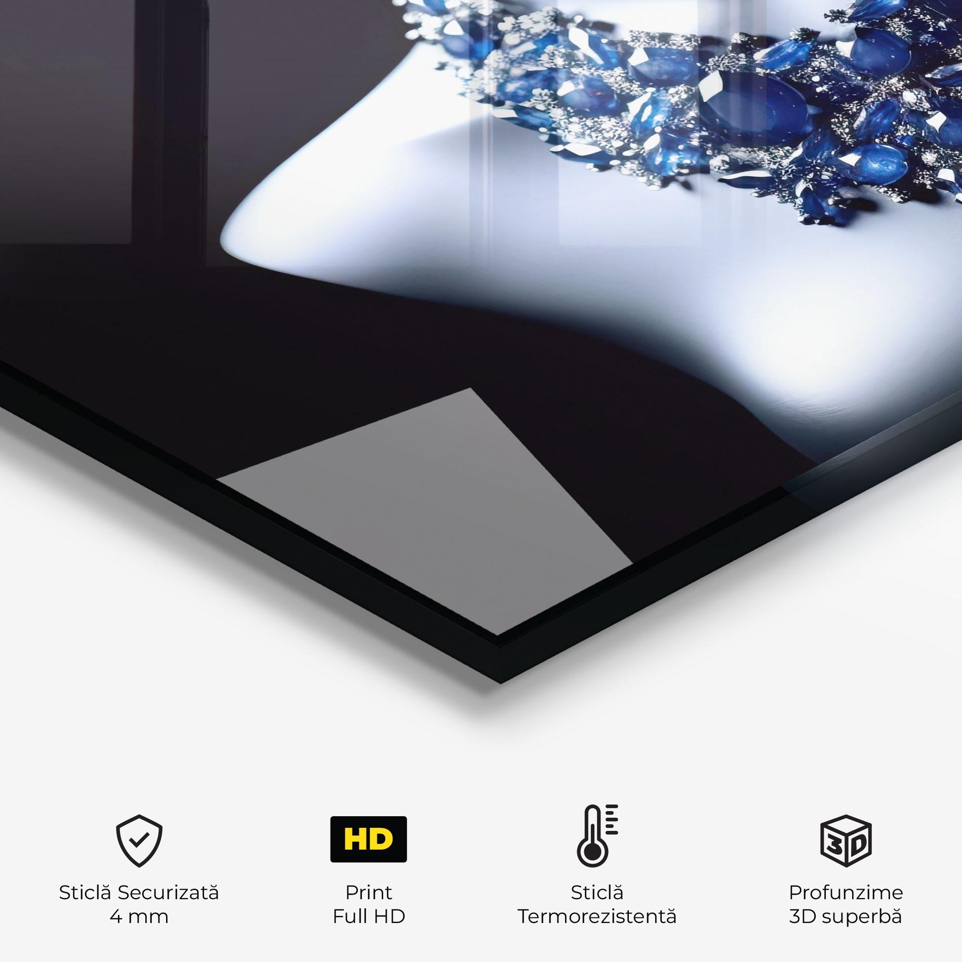 Panou Sticla Bucatarie Blue Diamonds Necklace mockup 2