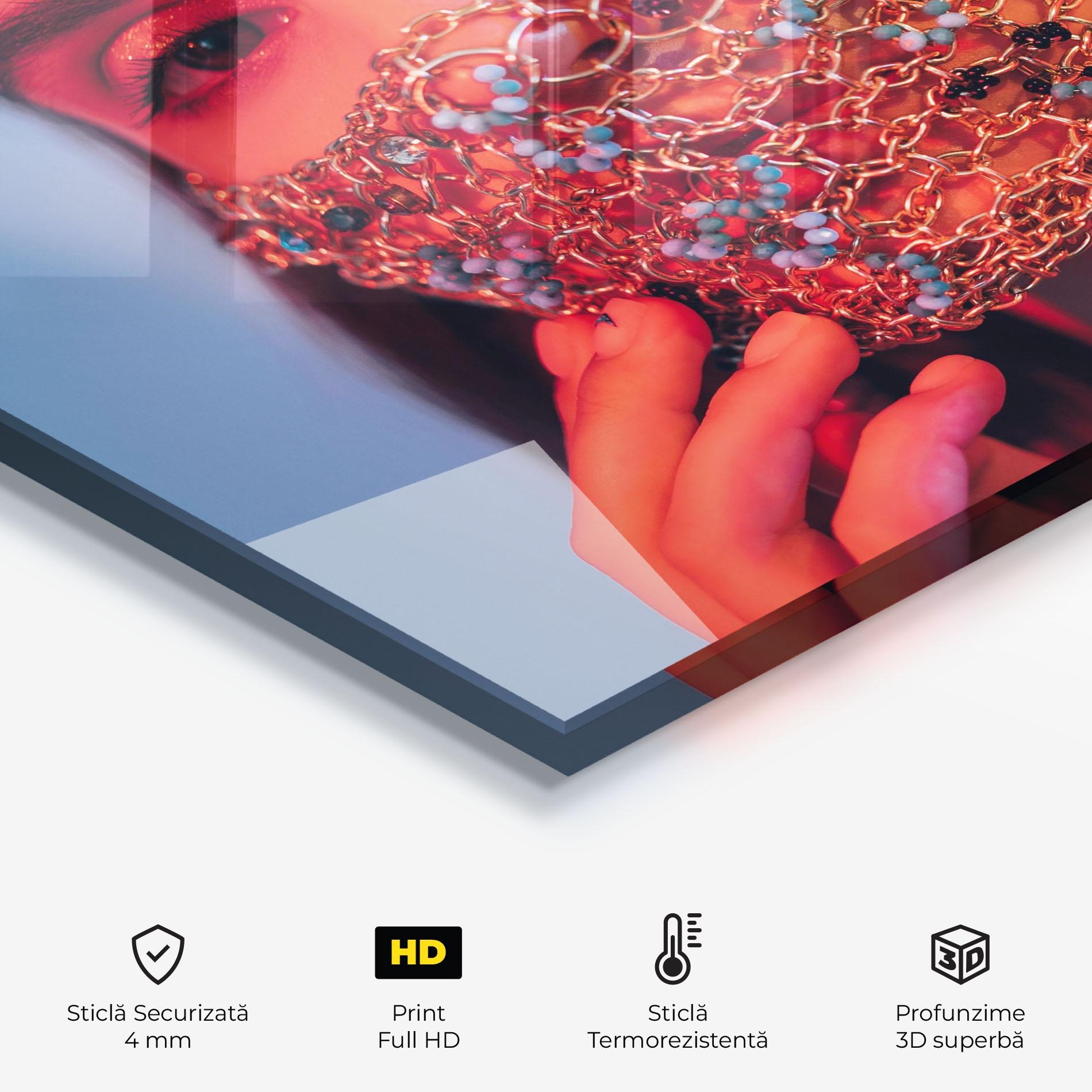 Panou Sticla Bucatarie Gold Chain Face Mask mockup 2