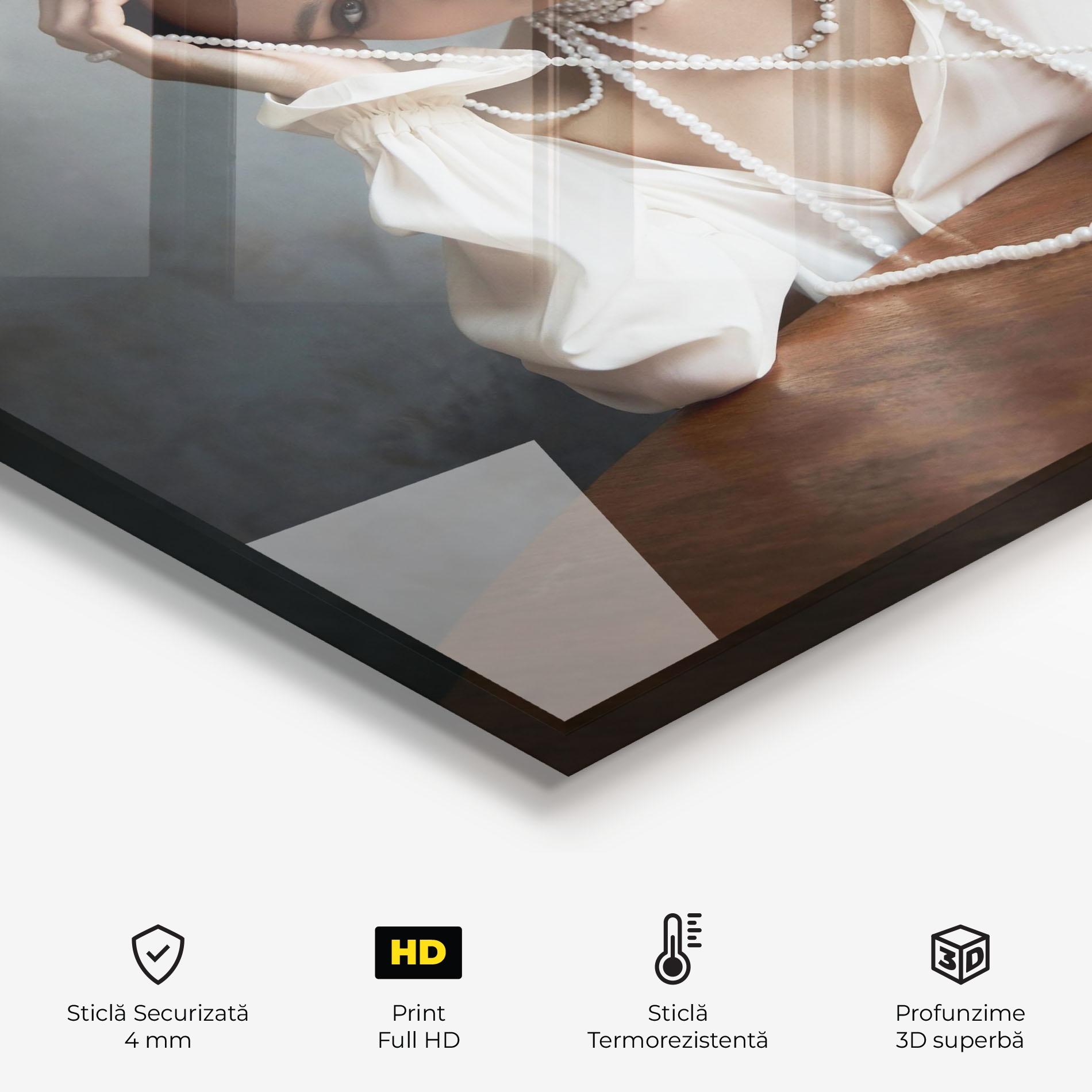 Panou Sticla Bucatarie White Pearl Beads mockup 2