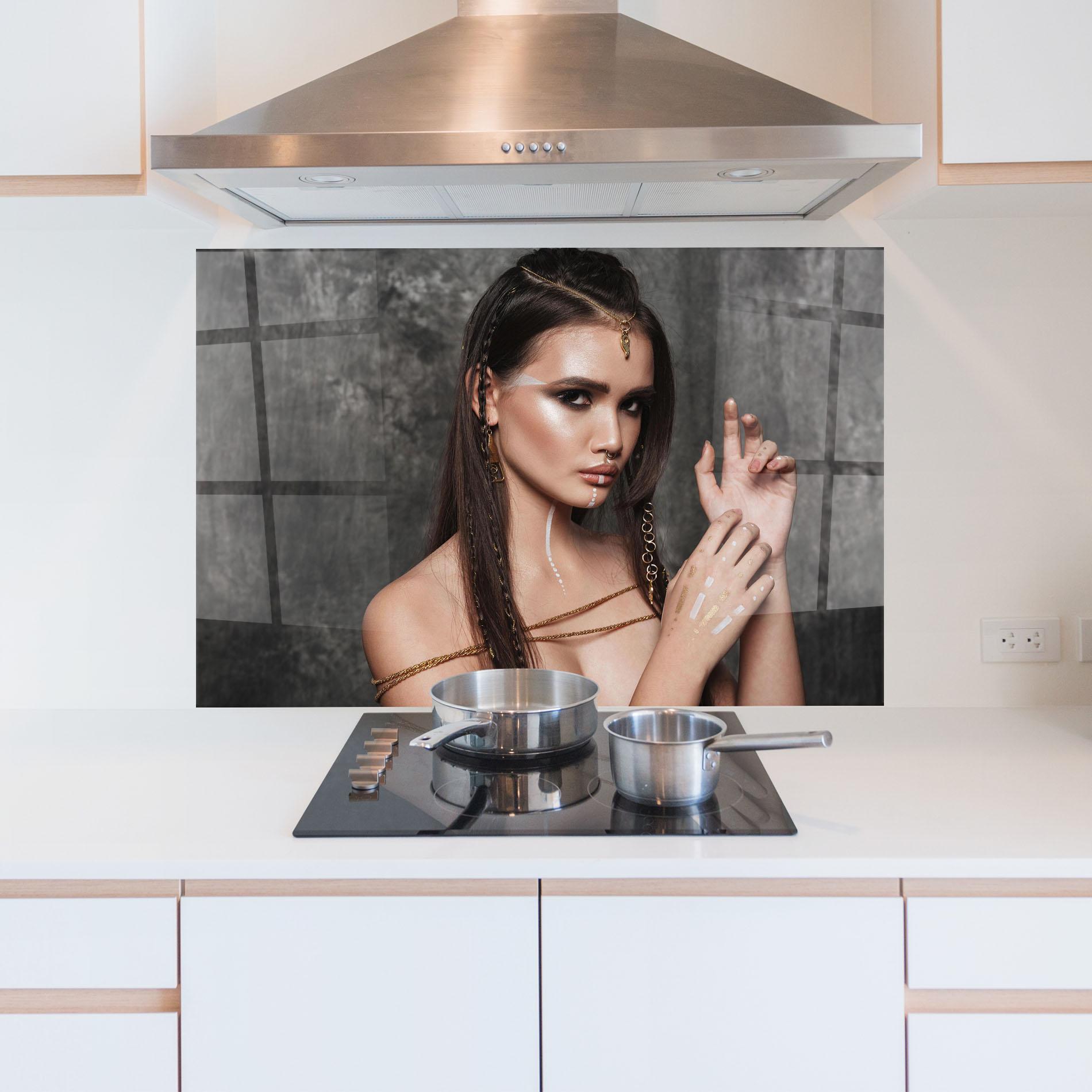 Panou Sticla Bucatarie Gold Hair Accessory mockup 5