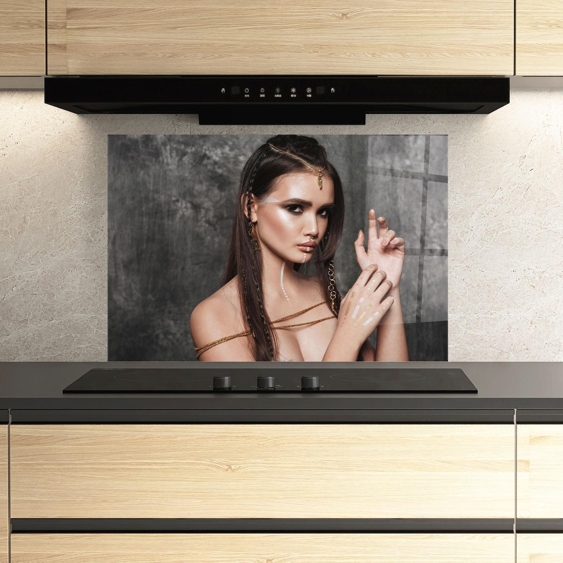 Panou Sticla Bucatarie Gold Hair Accessory mockup 3