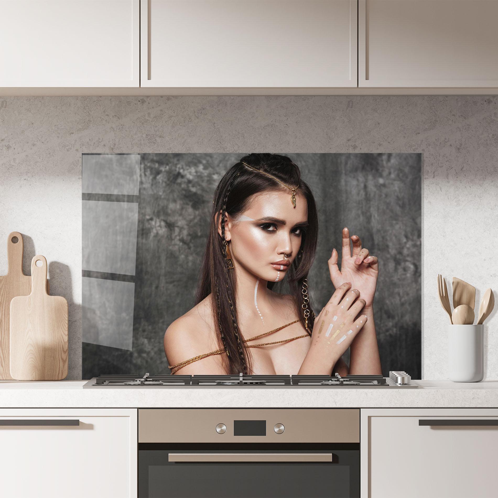 Panou Sticla Bucatarie Gold Hair Accessory mockup 7