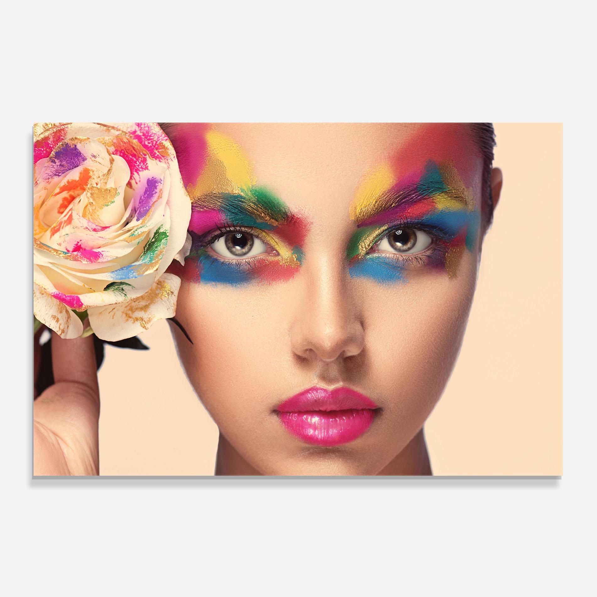 Panou Sticla Bucatarie Colorful Makeup Girl mockup 0