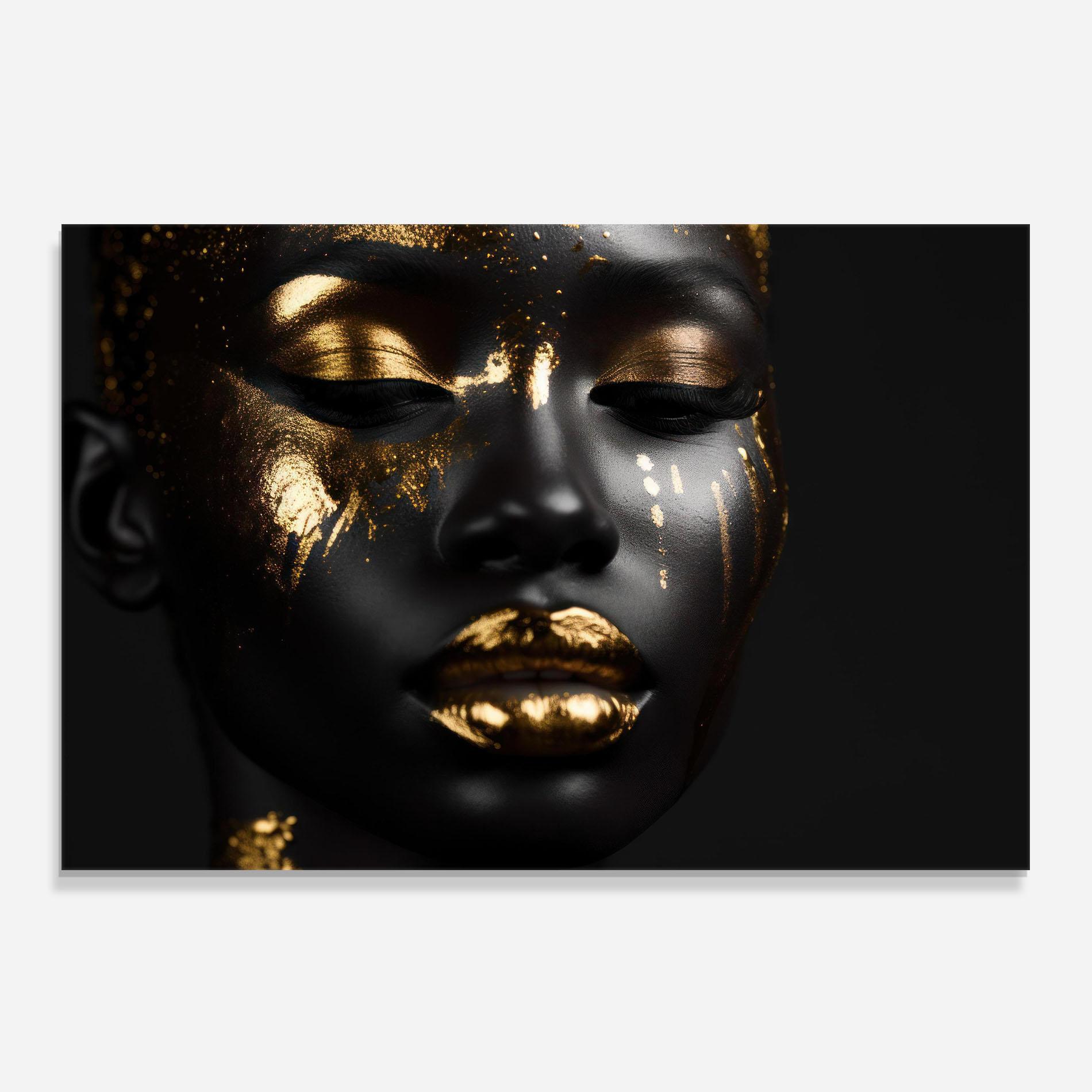Panou Sticla Bucatarie Gold Eyes Makeup mockup 0
