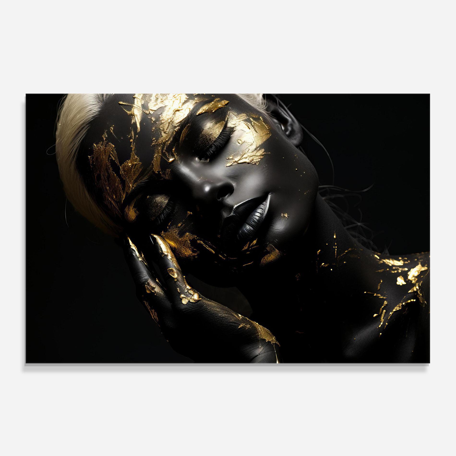 Panou Sticla Bucatarie Gold Makeup On Black mockup 0