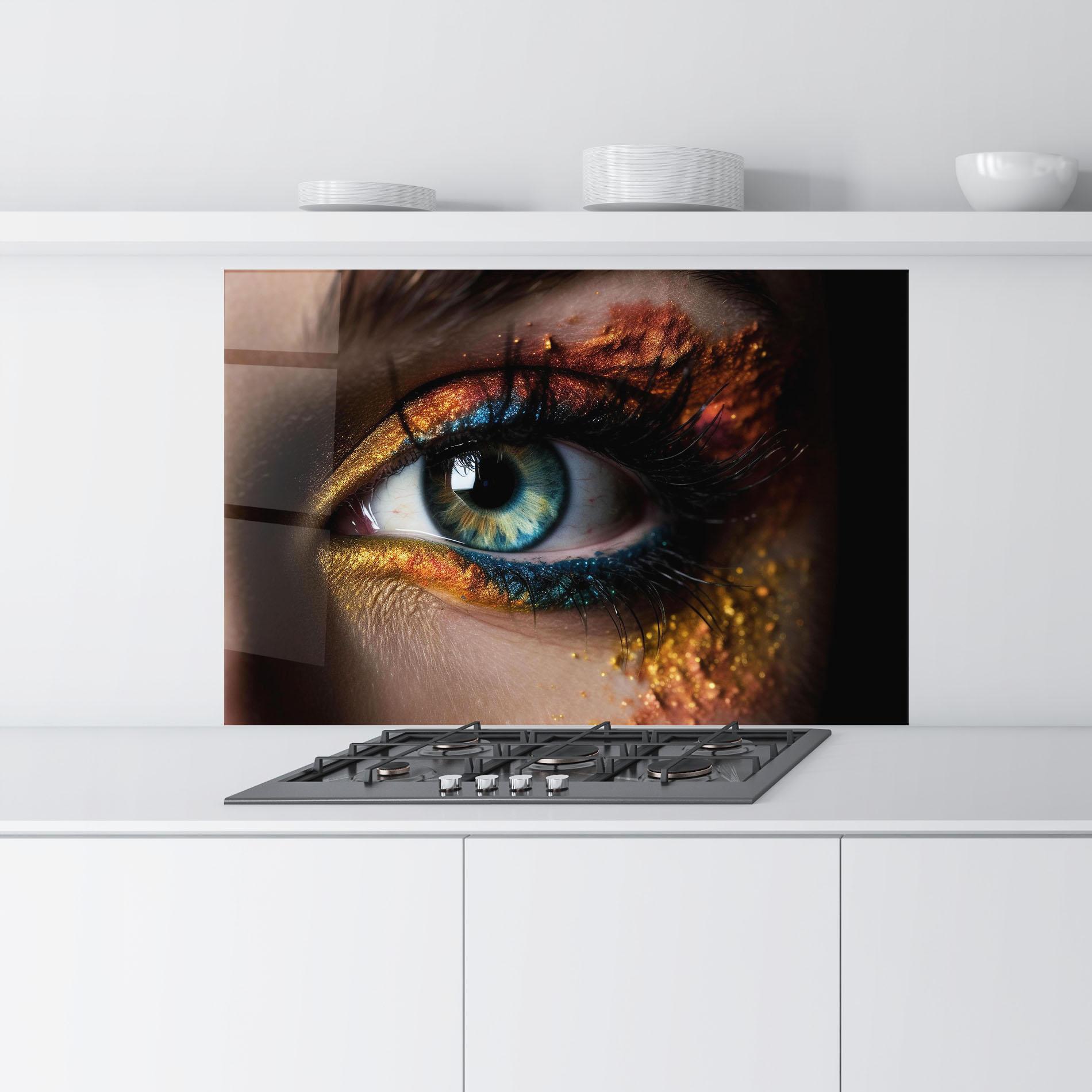 Panou Sticla Bucatarie Blue Green Eye Makeup mockup 9