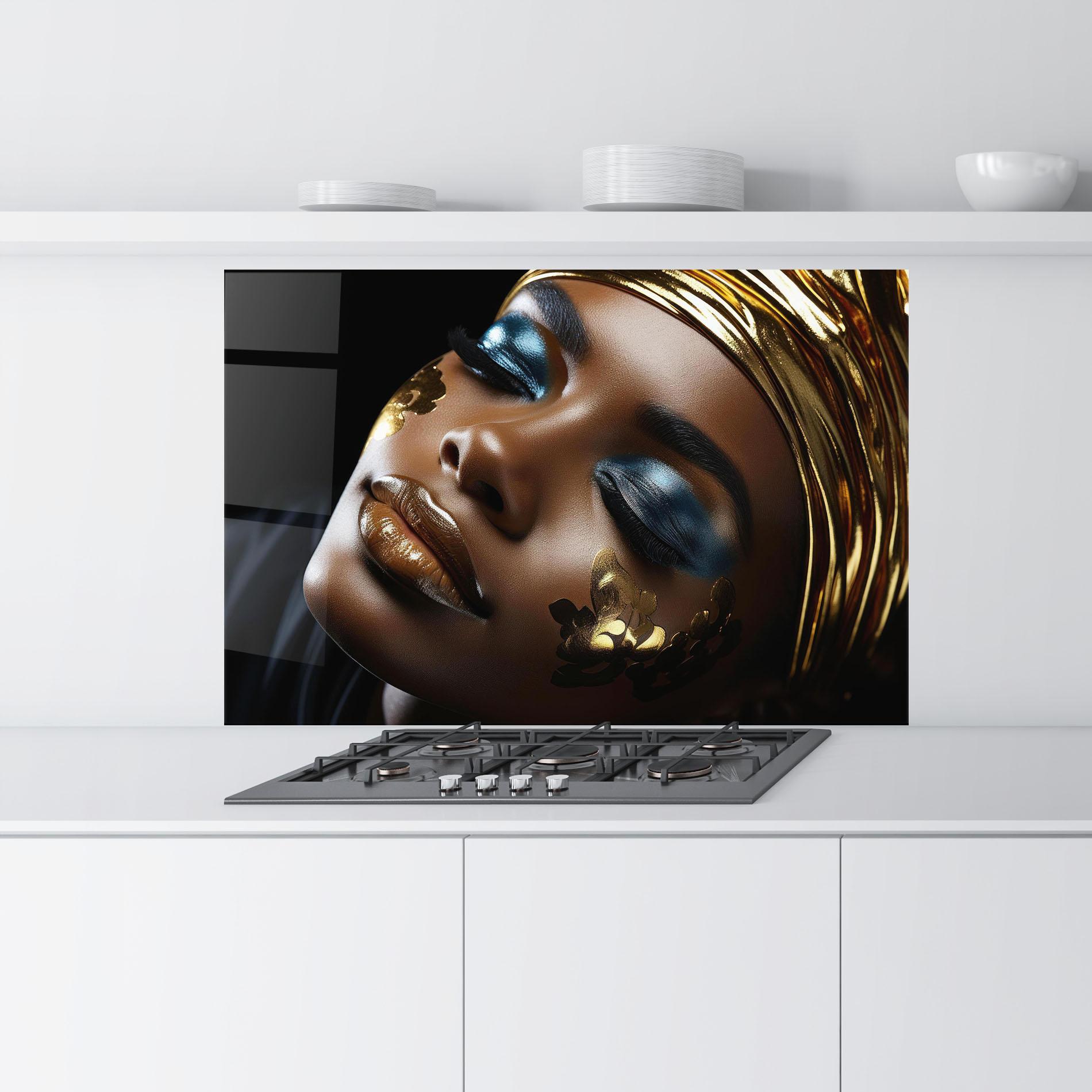 Panou Sticla Bucatarie Dark Blue Makeup mockup 9